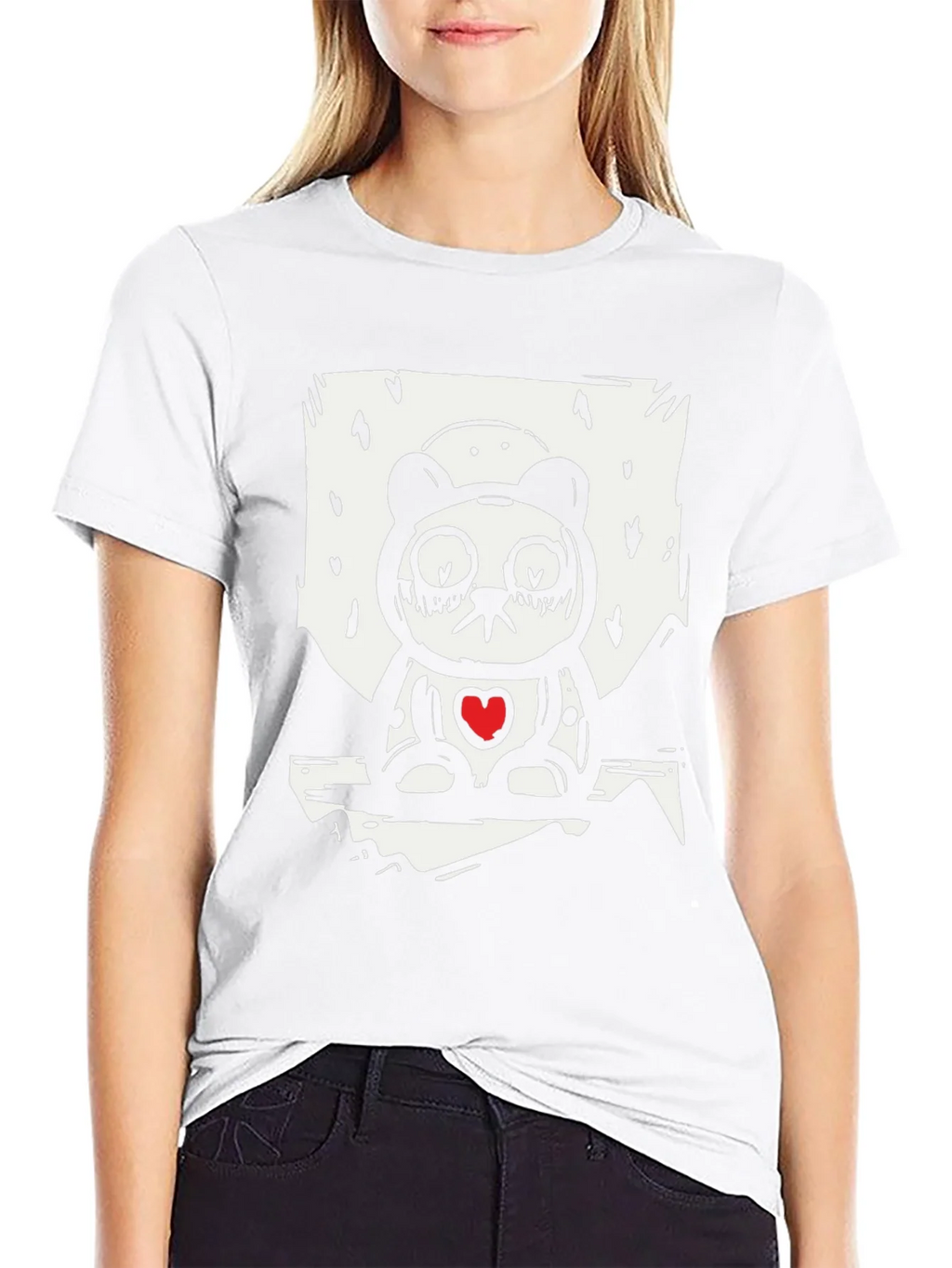 Sad Panda Heart Graphic Tee - Black