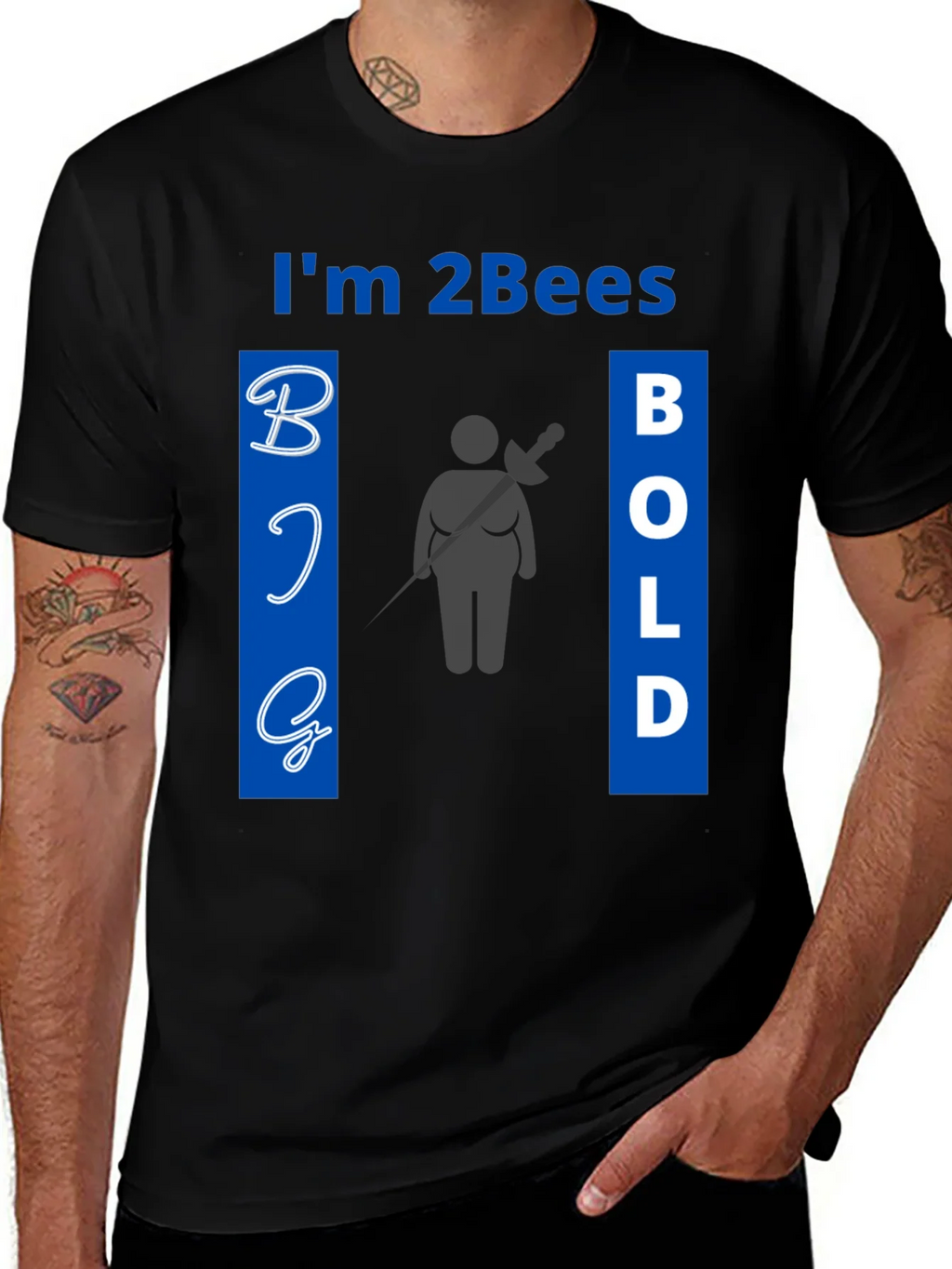 Im 2Bees Big Bold Black Graphic Tee Shirt