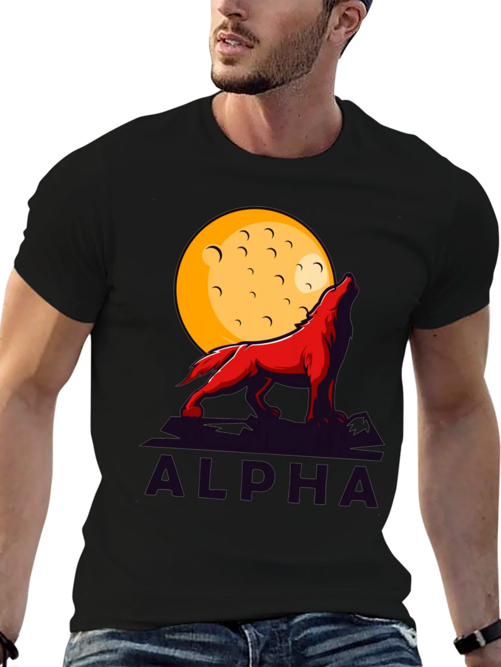 Alpha Wolf Moon Graphic Tee - Bold Statement Shirt
