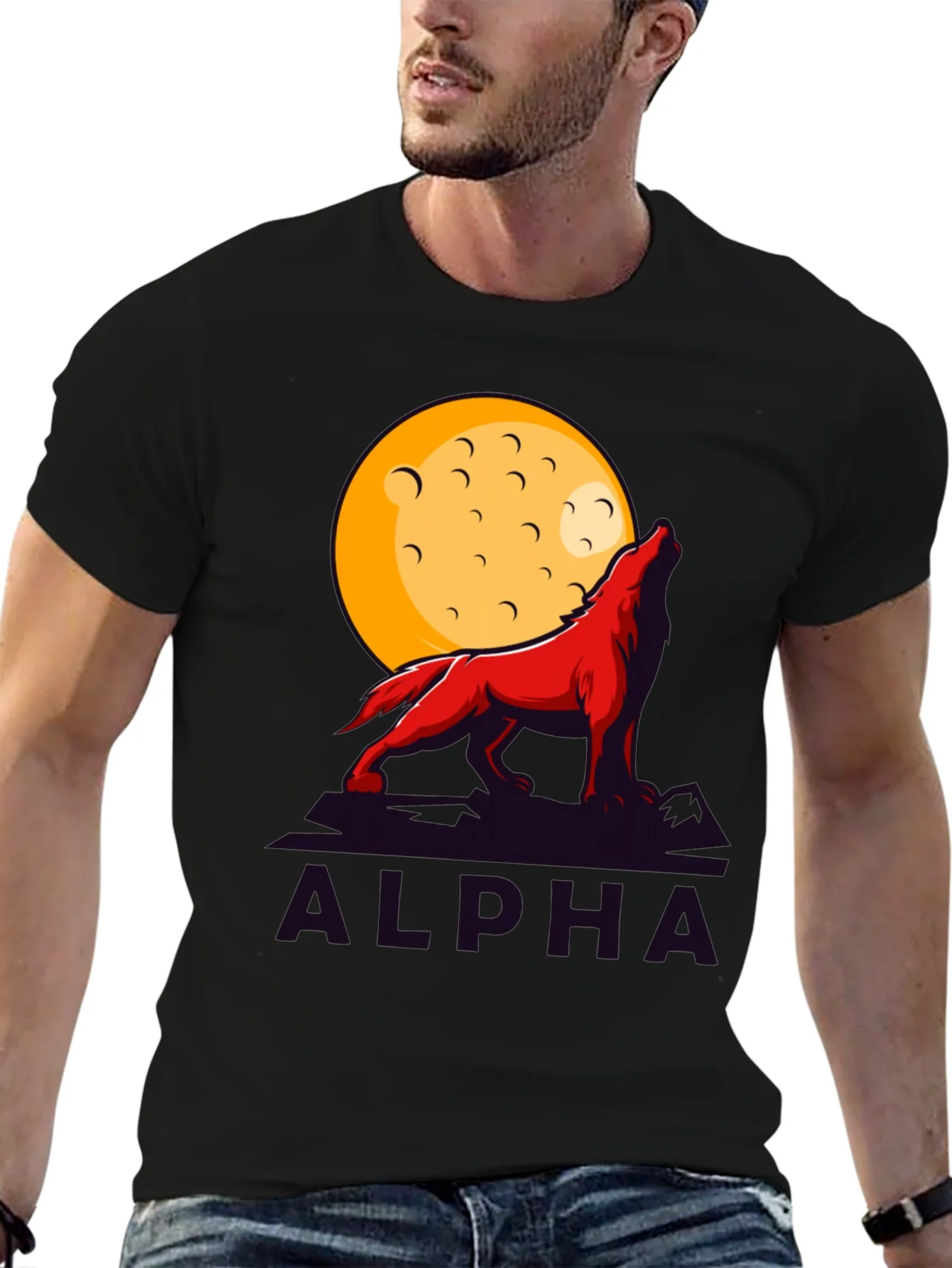 Alpha Wolf Moon Graphic Tee - Bold Statement Shirt