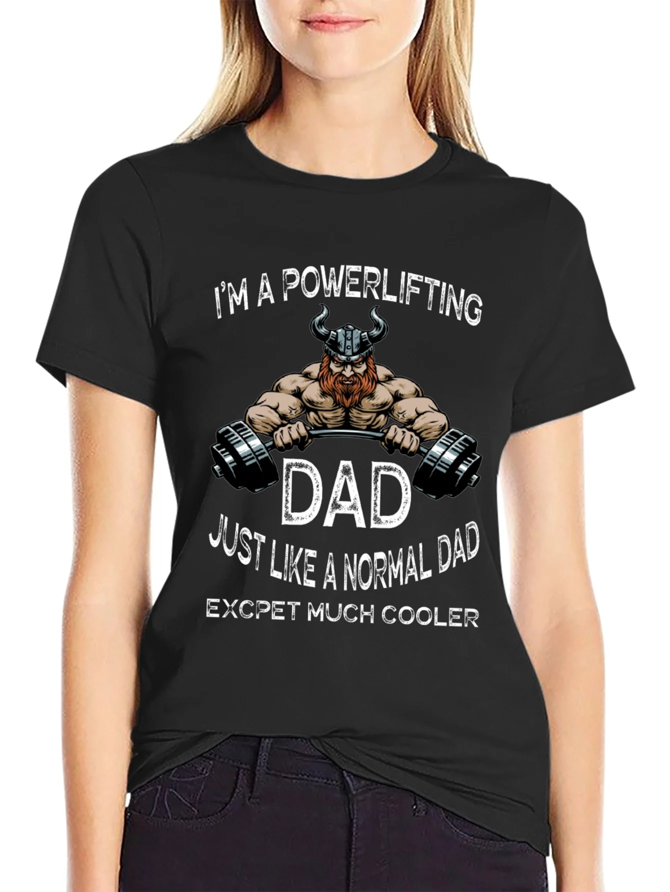 Powerlifting Dad Graphic T-Shirt - Cool Viking Design