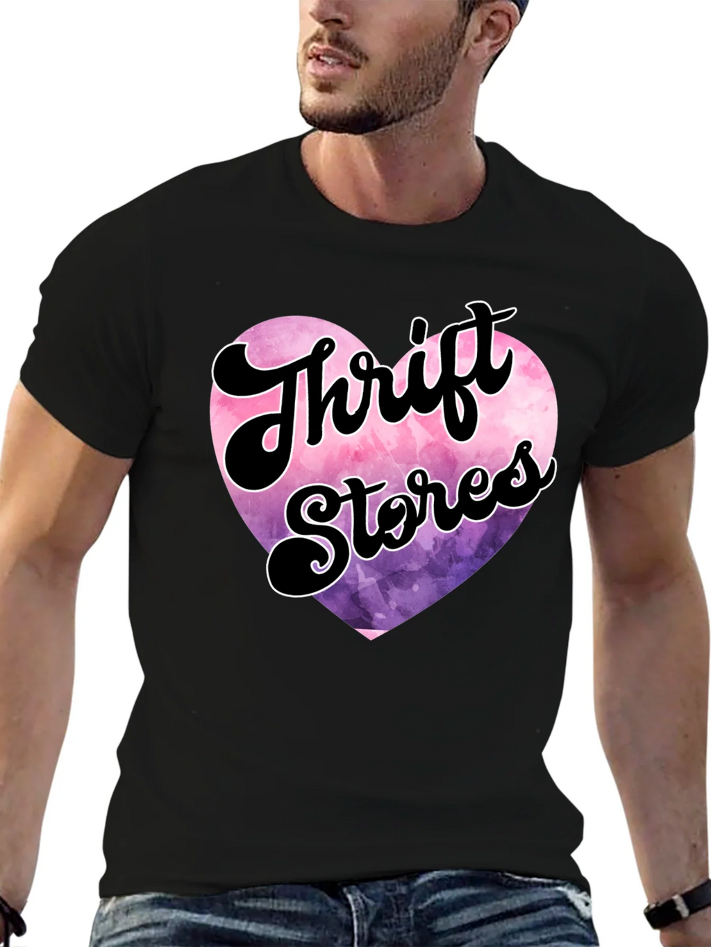 Thrift Stores Heart Graphic Tee - Black