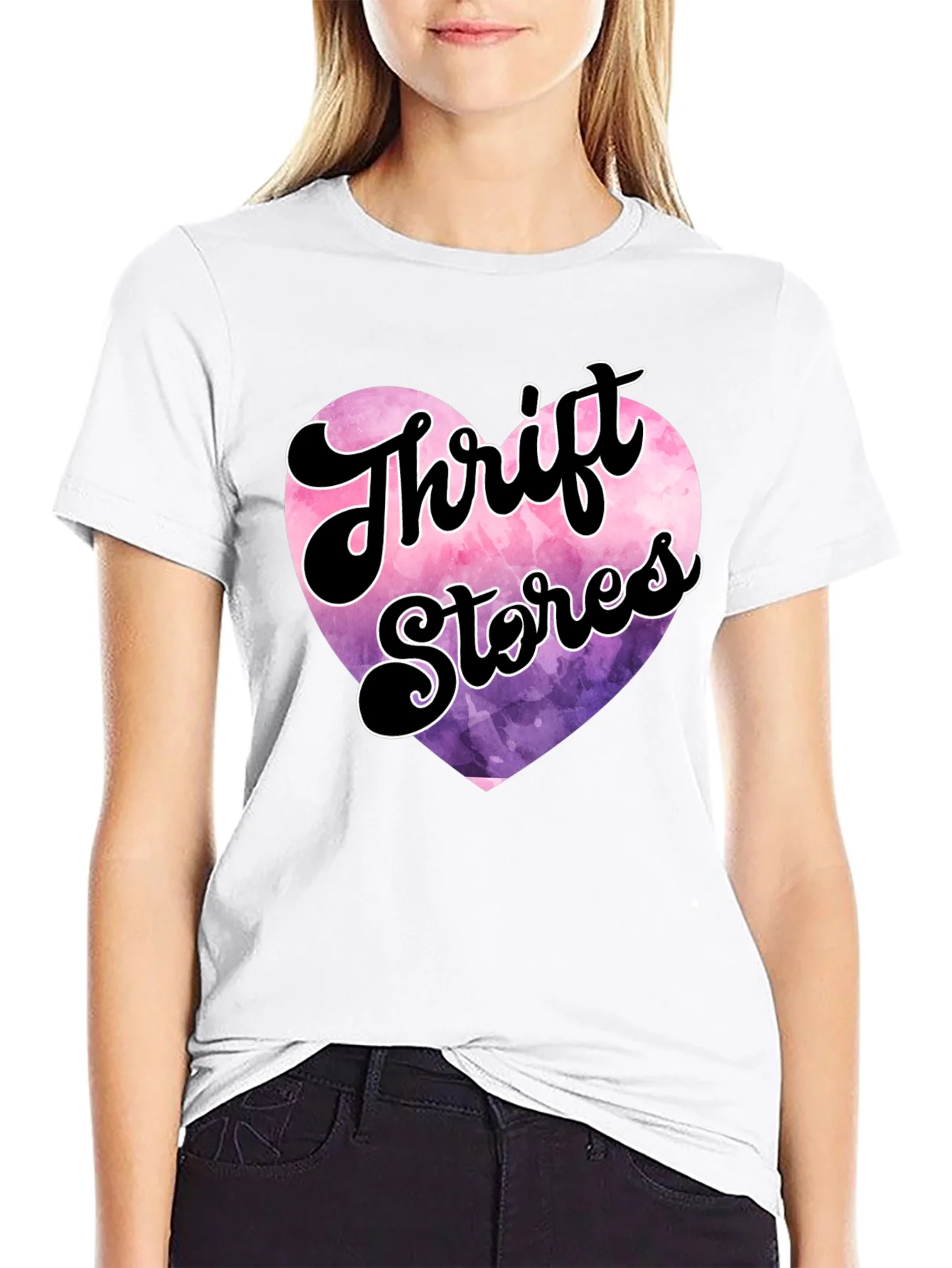 Thrift Stores Heart Graphic Tee - Black