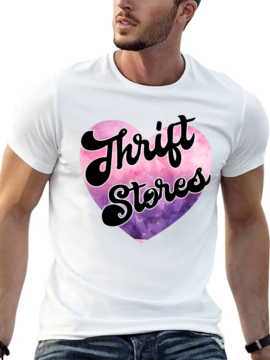 Thrift Stores Heart Graphic Tee - Black