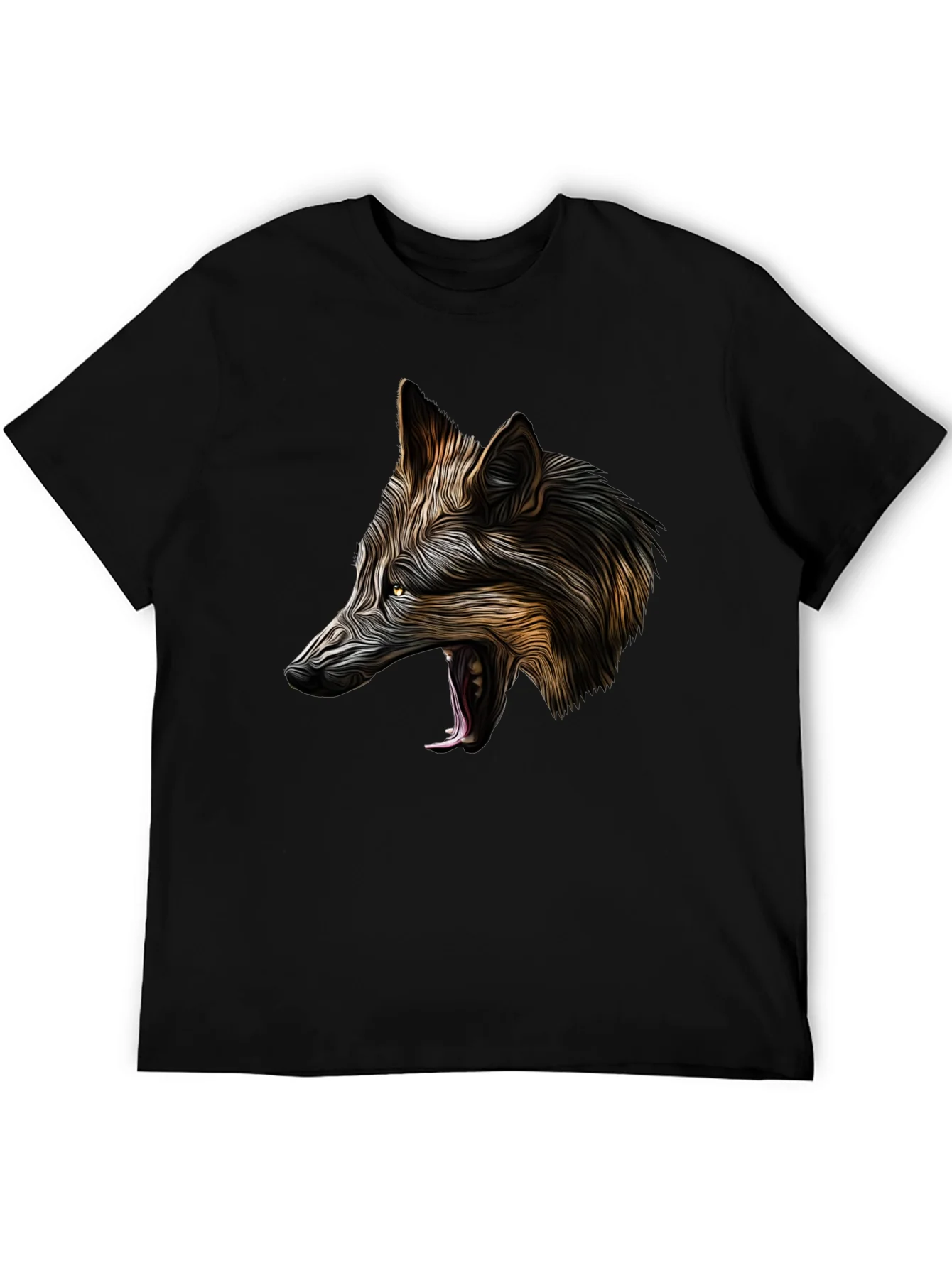 Wolf Graphic Black T-Shirt - Bold Animal Design