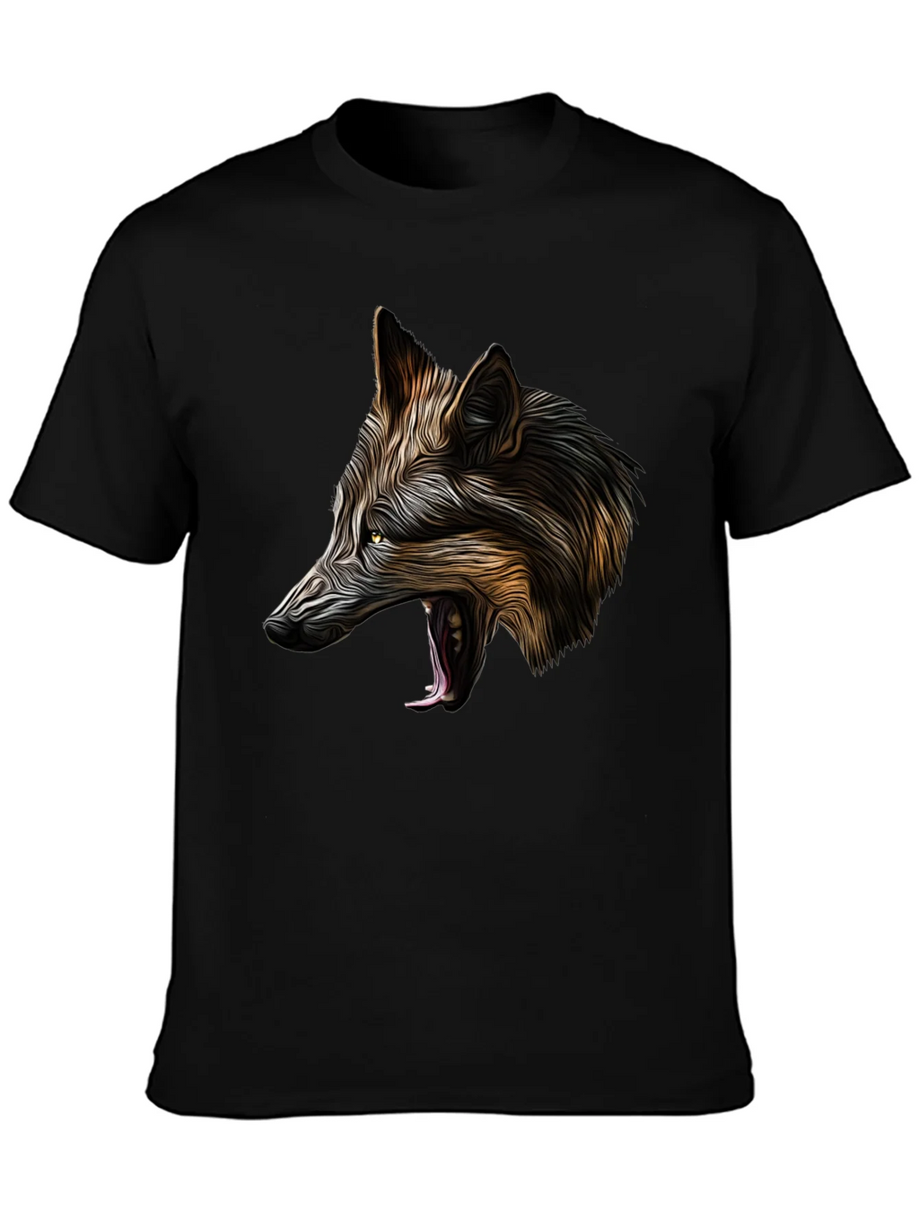 Wolf Graphic Black T-Shirt - Bold Animal Design