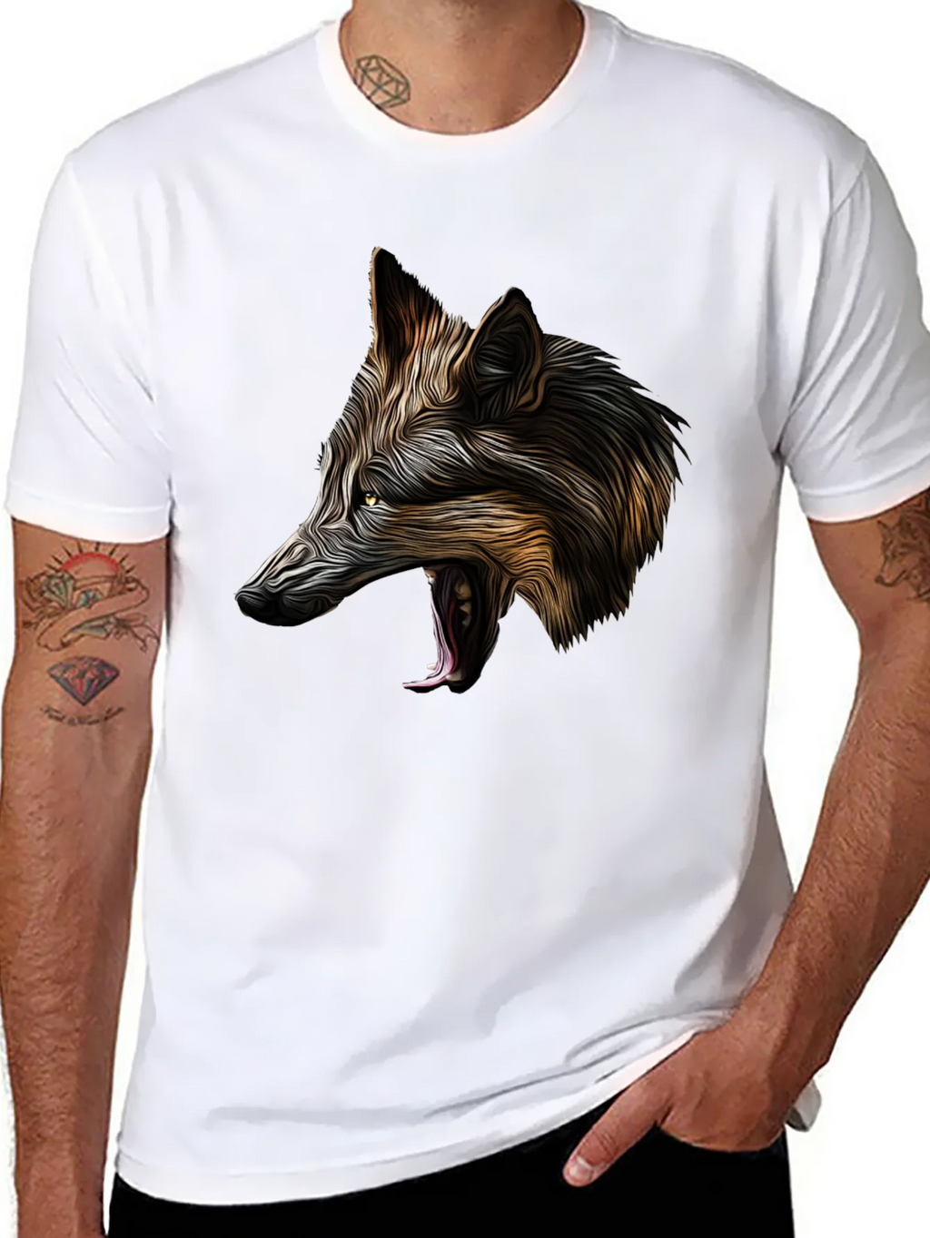 Wolf Graphic Black T-Shirt - Bold Animal Design