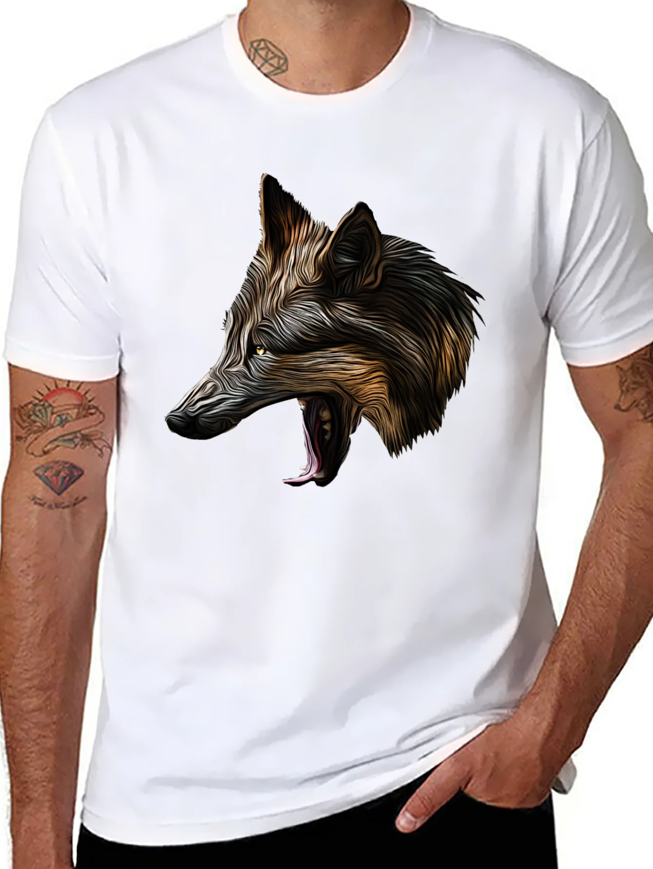 Wolf Graphic Black T-Shirt - Bold Animal Design