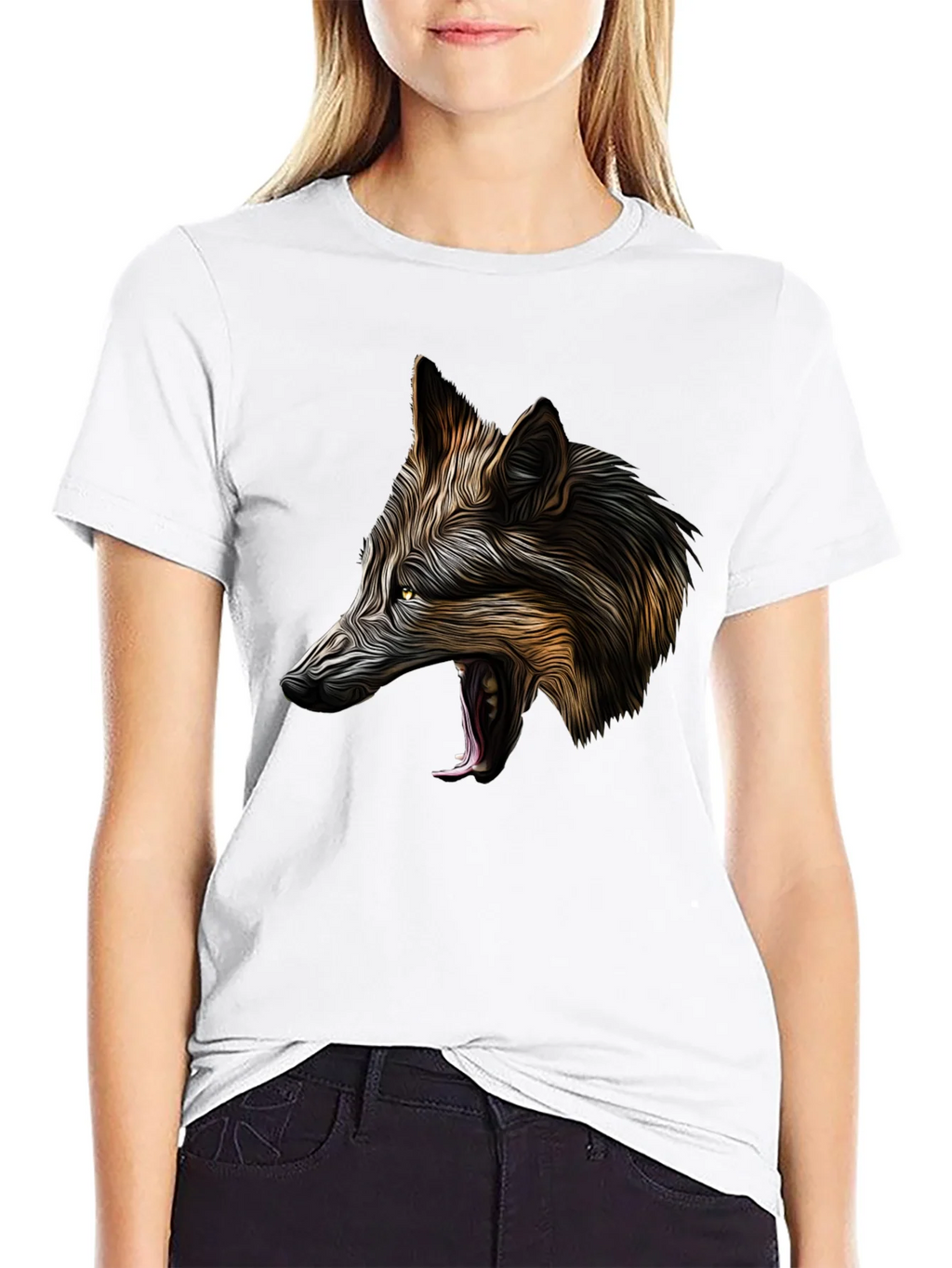 Wolf Graphic Black T-Shirt - Bold Animal Design