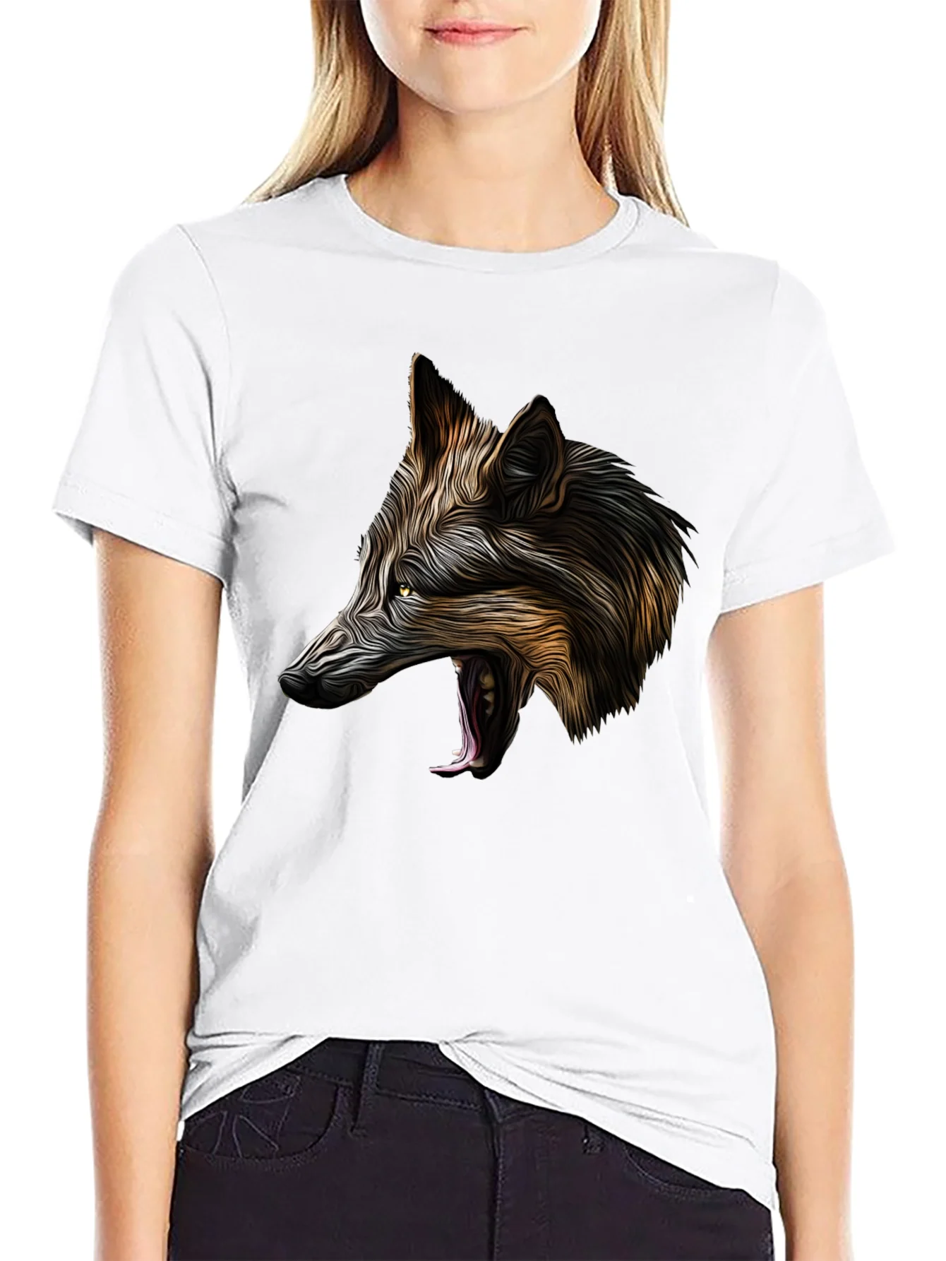 Wolf Graphic Black T-Shirt - Bold Animal Design