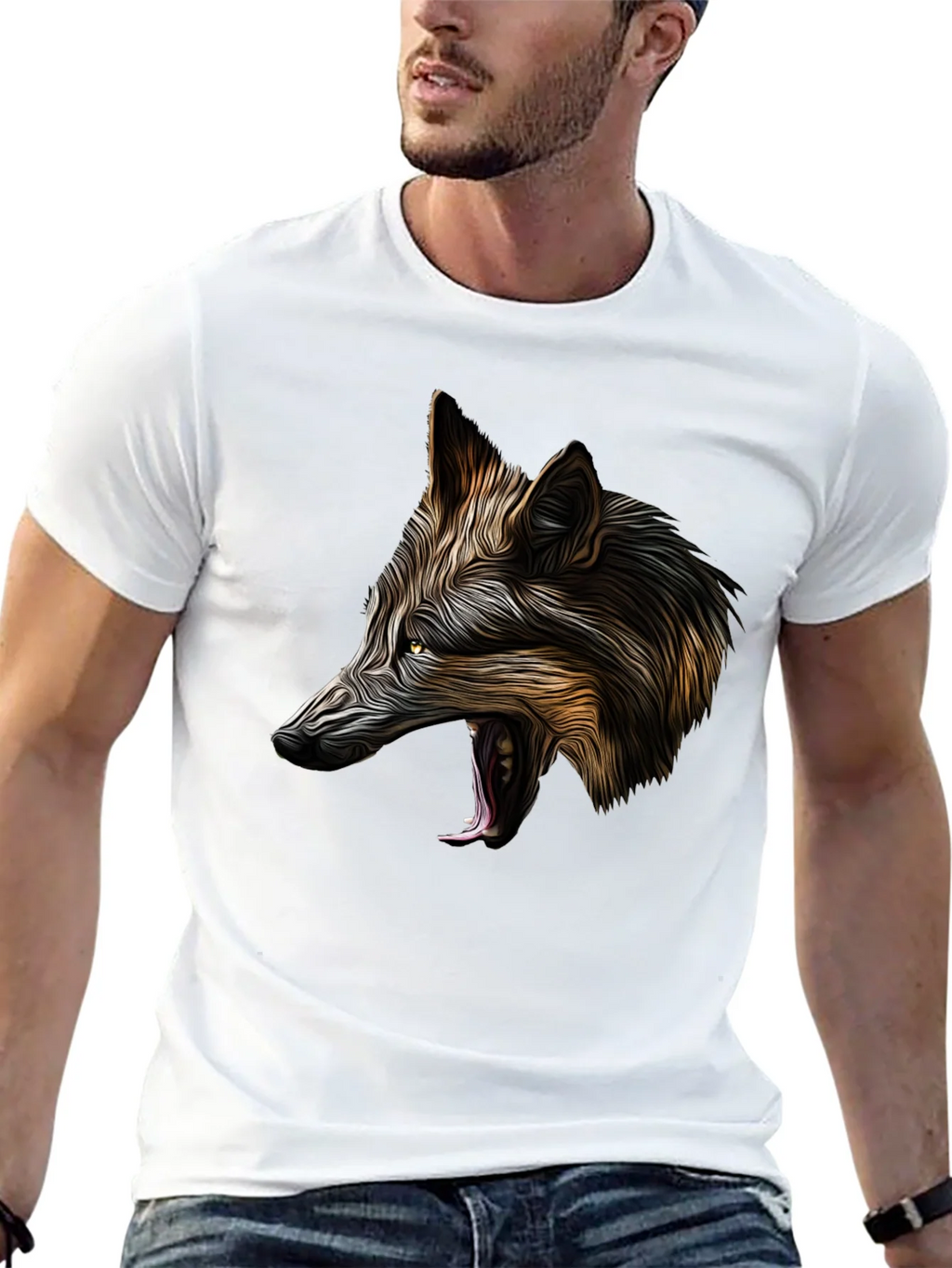 Wolf Graphic Black T-Shirt - Bold Animal Design