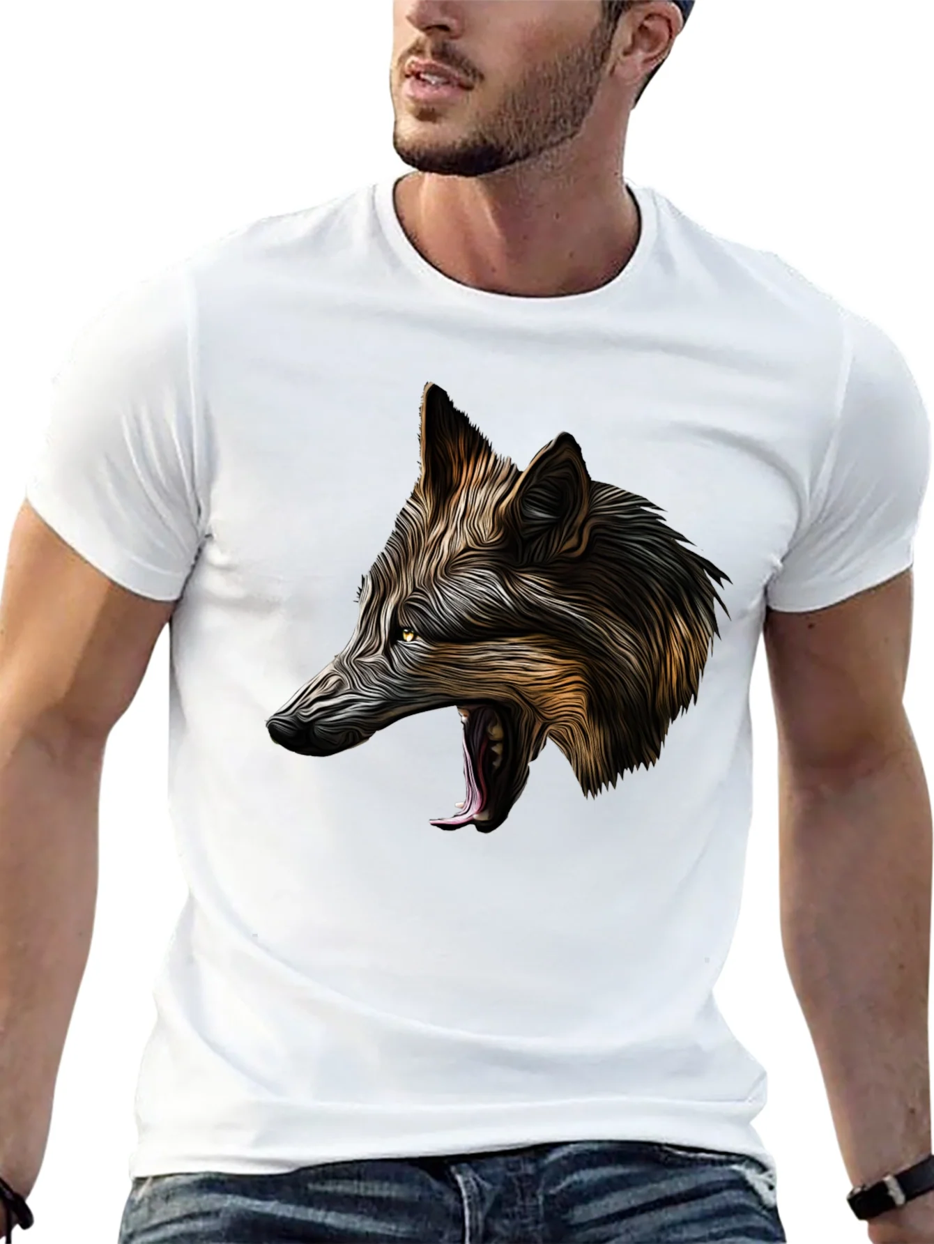 Wolf Graphic Black T-Shirt - Bold Animal Design
