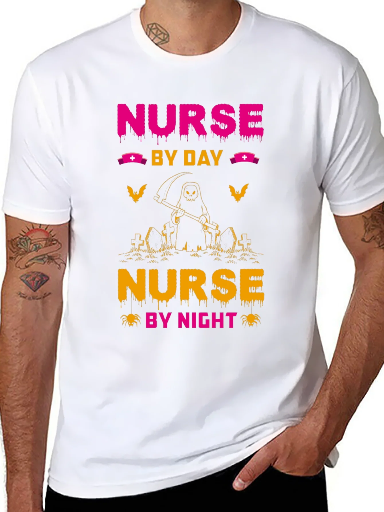 Nurse By Day By Night Black Graphic T-Shirt