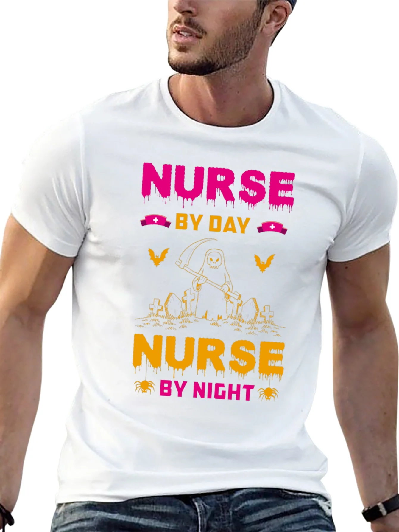 Nurse By Day By Night Black Graphic T-Shirt