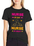 Nurse By Day By Night Black Graphic T-Shirt