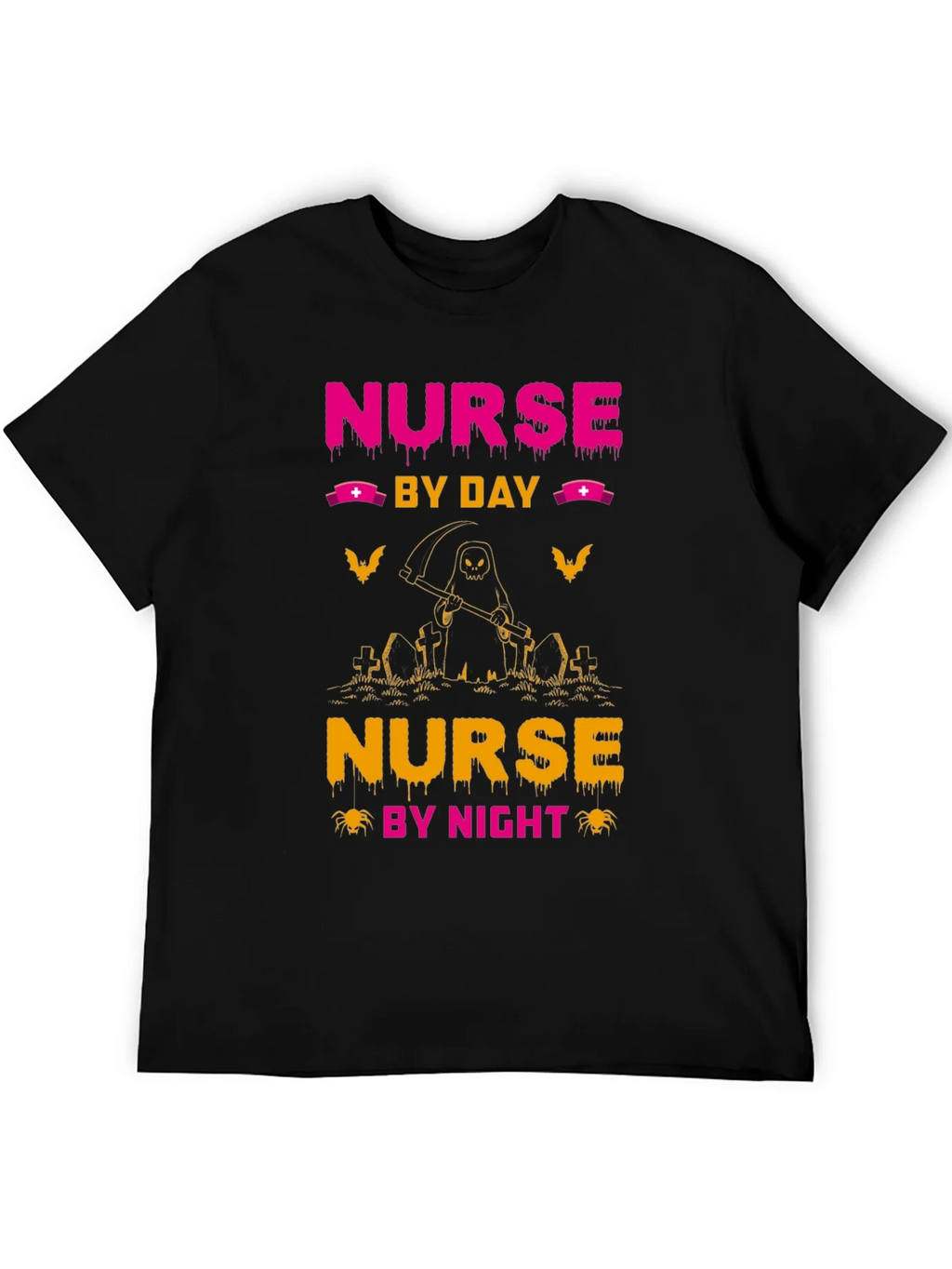 Nurse By Day By Night Black Graphic T-Shirt