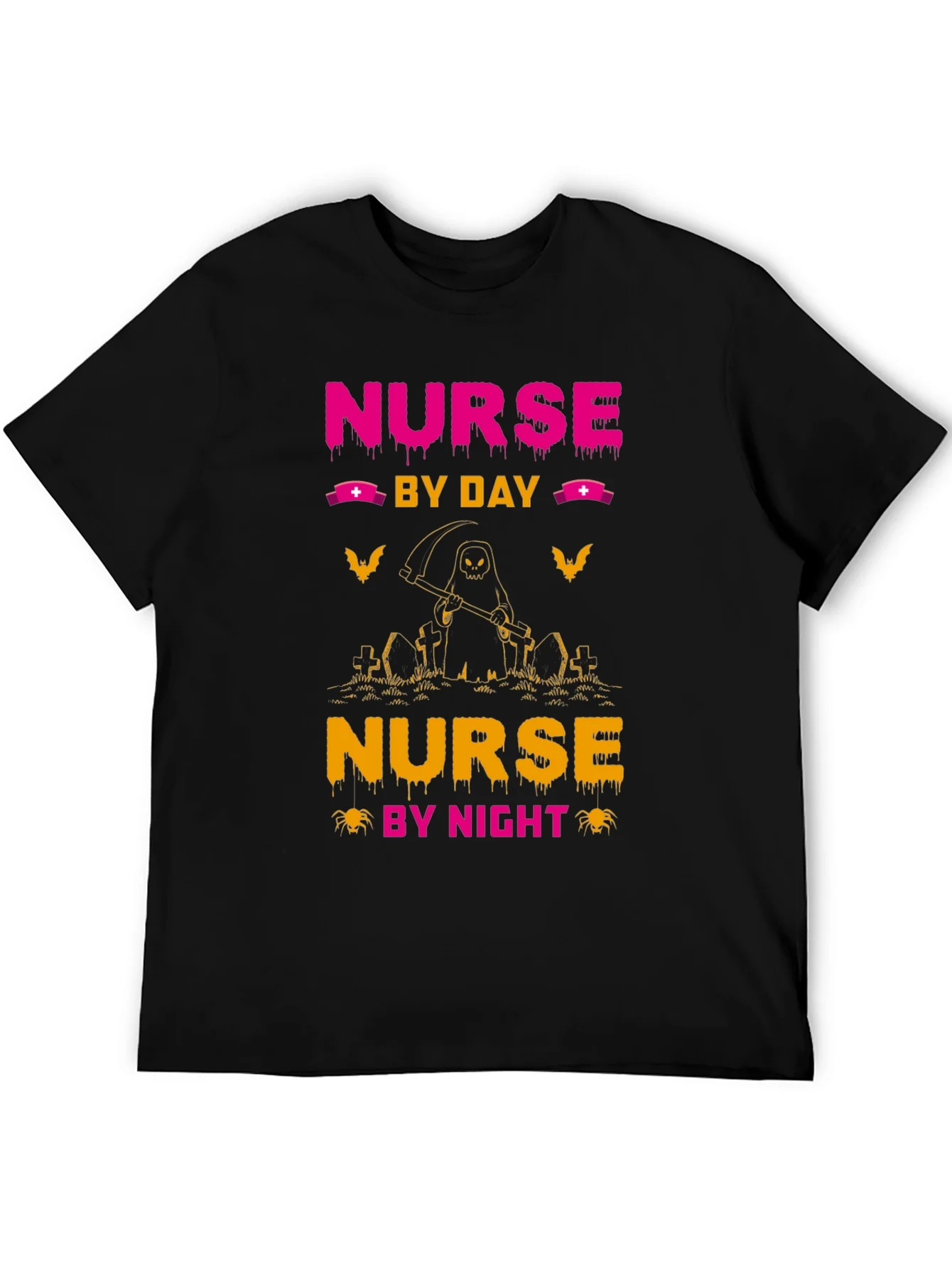 Nurse By Day By Night Black Graphic T-Shirt