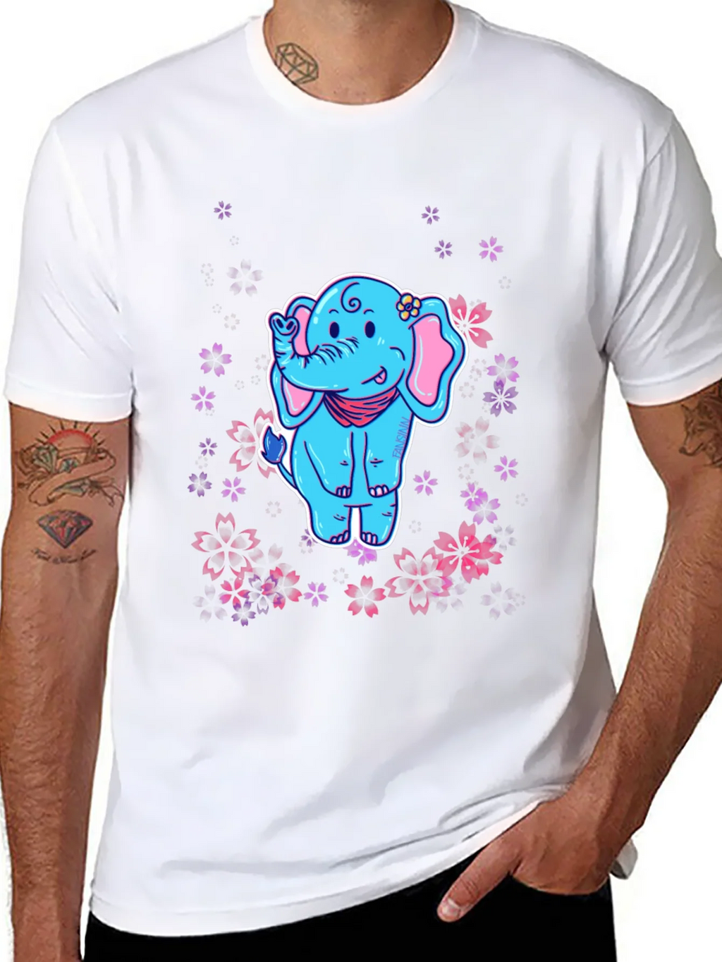 Elephant Sakura T-Shirt - Cute Cartoon Tee