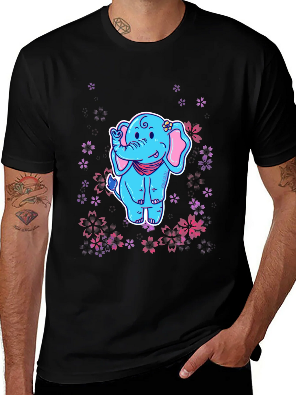 Elephant Sakura T-Shirt - Cute Cartoon Tee