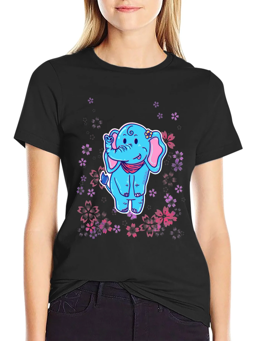 Elephant Sakura T-Shirt - Cute Cartoon Tee