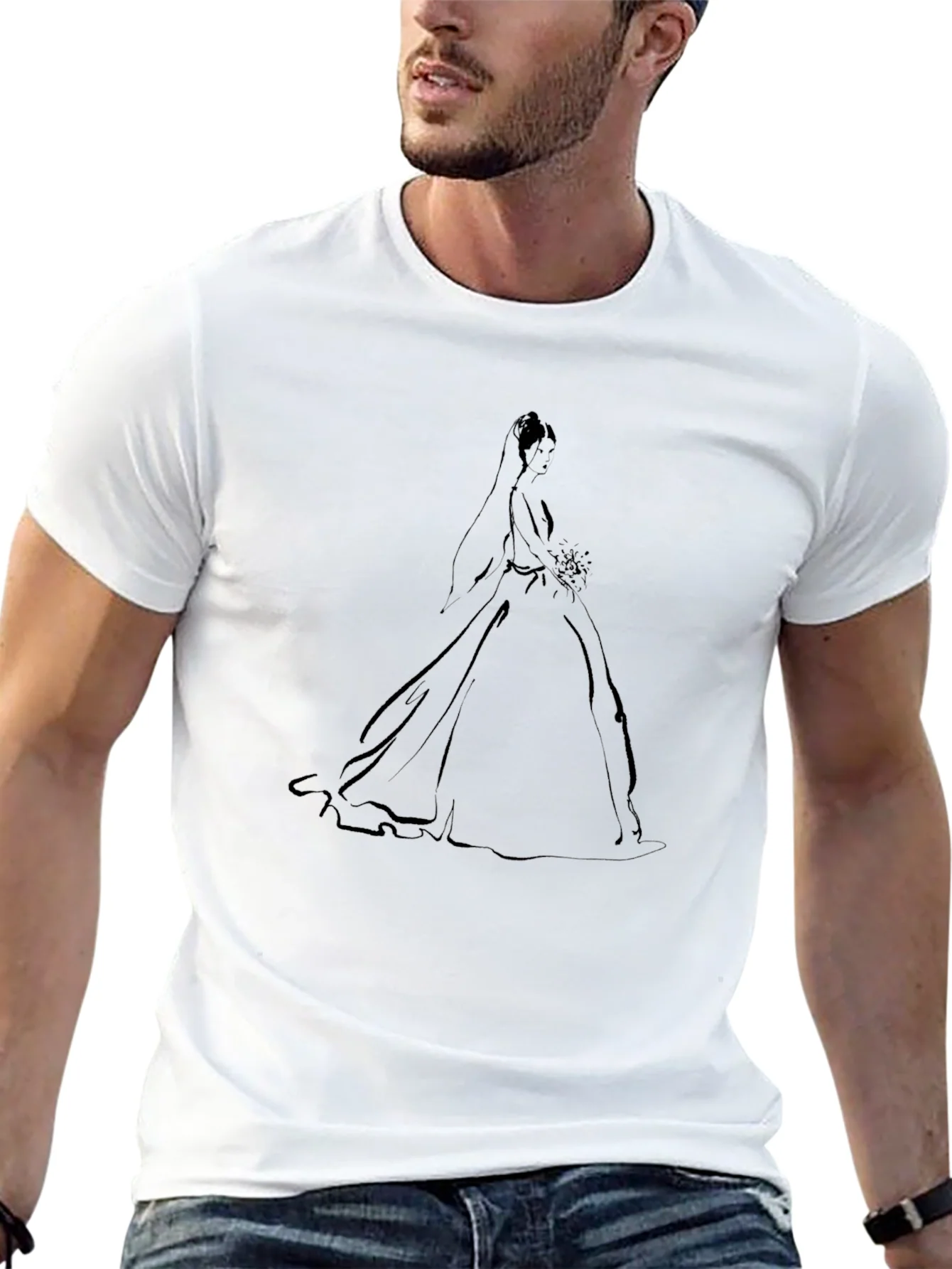 Elegant Bride Graphic Tee - Black Cotton Blend