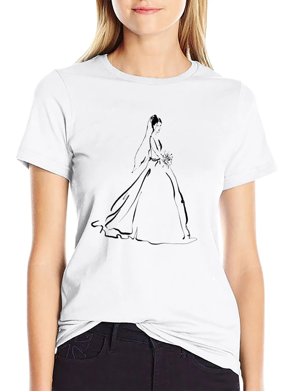 Elegant Bride Graphic Tee - Black Cotton Blend