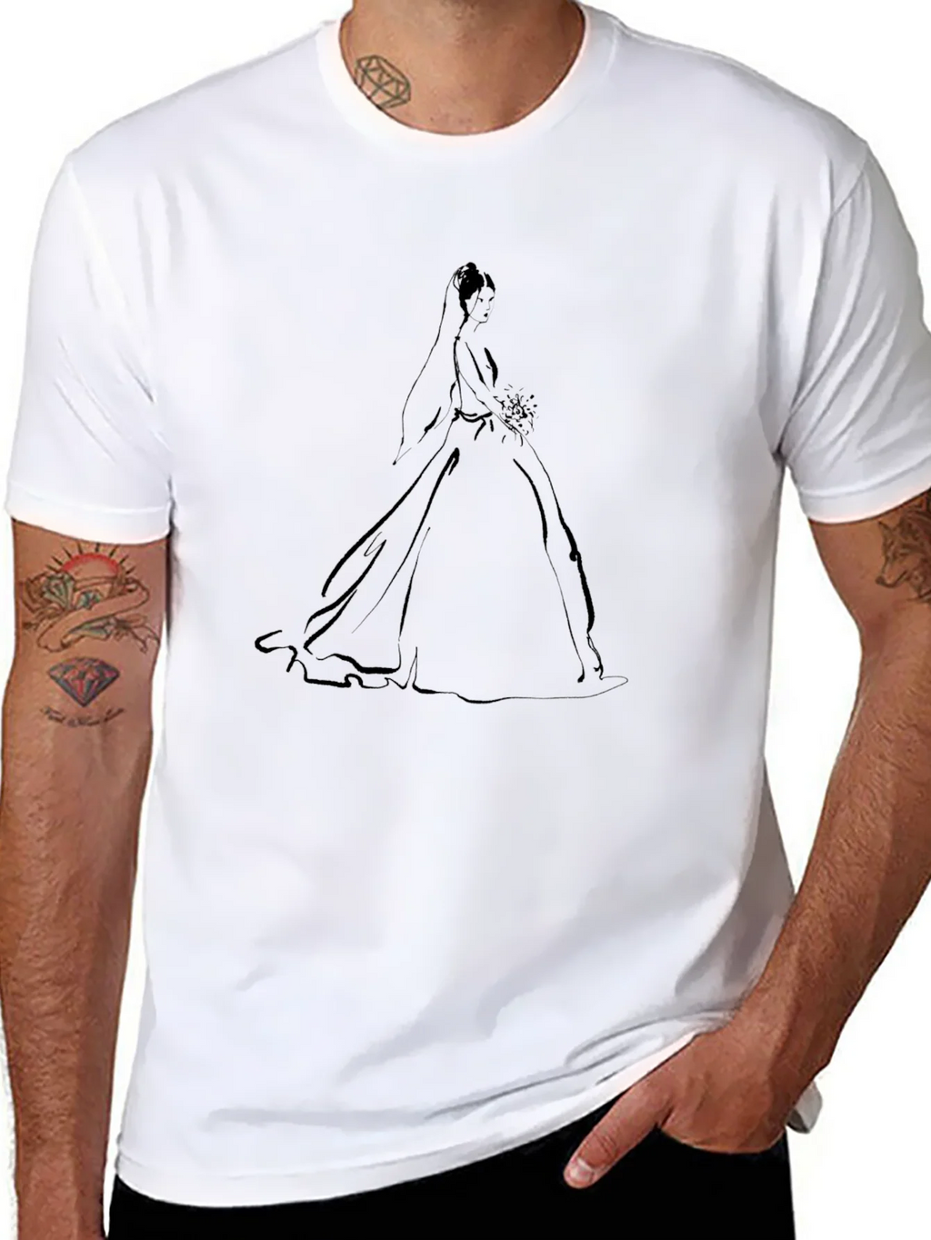 Elegant Bride Graphic Tee - Black Cotton Blend