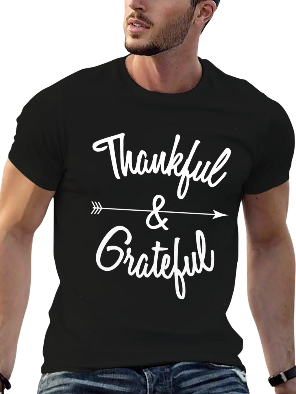 Thankful & Grateful Graphic Tee - Black