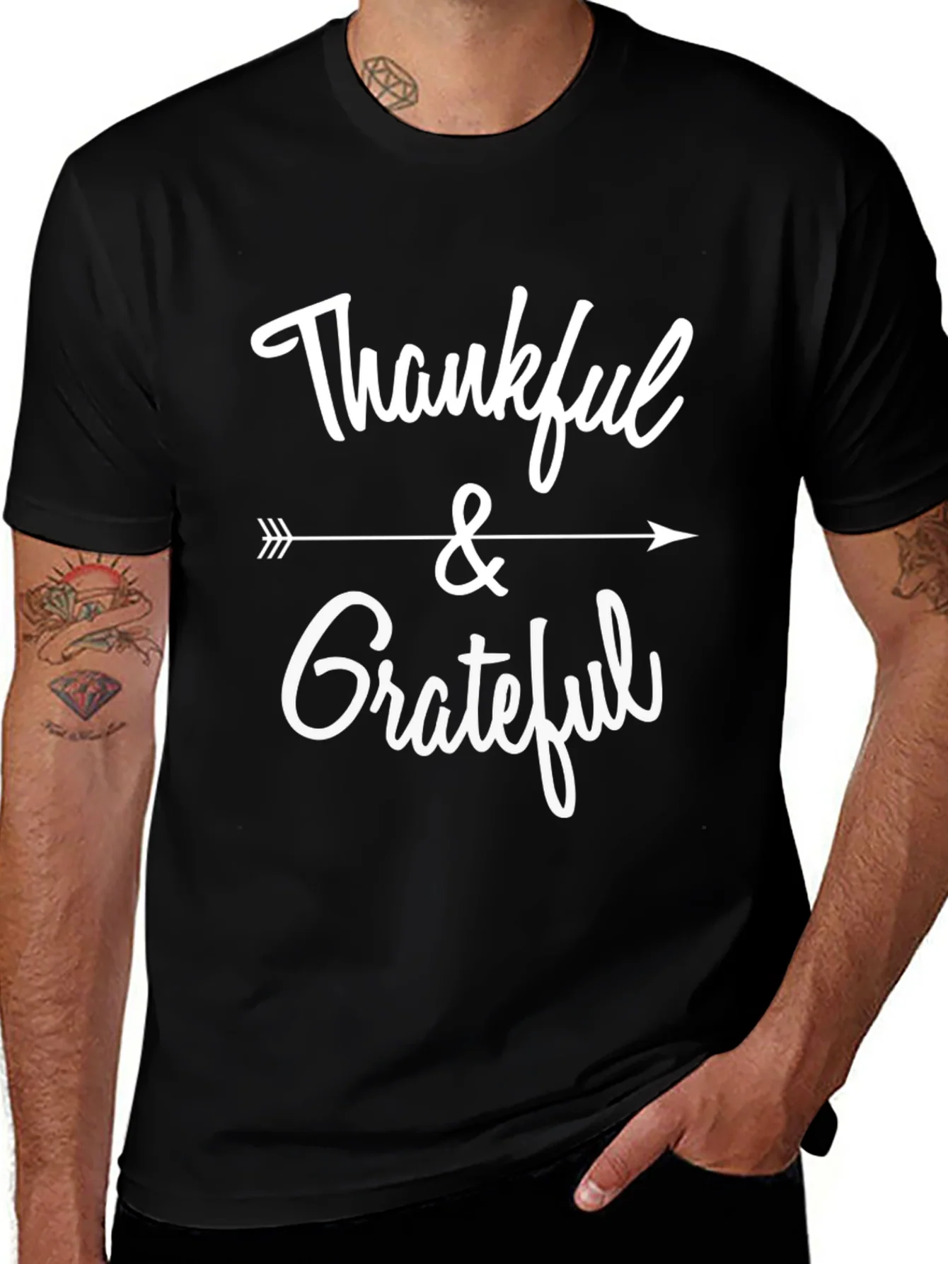 Thankful & Grateful Graphic Tee - Black