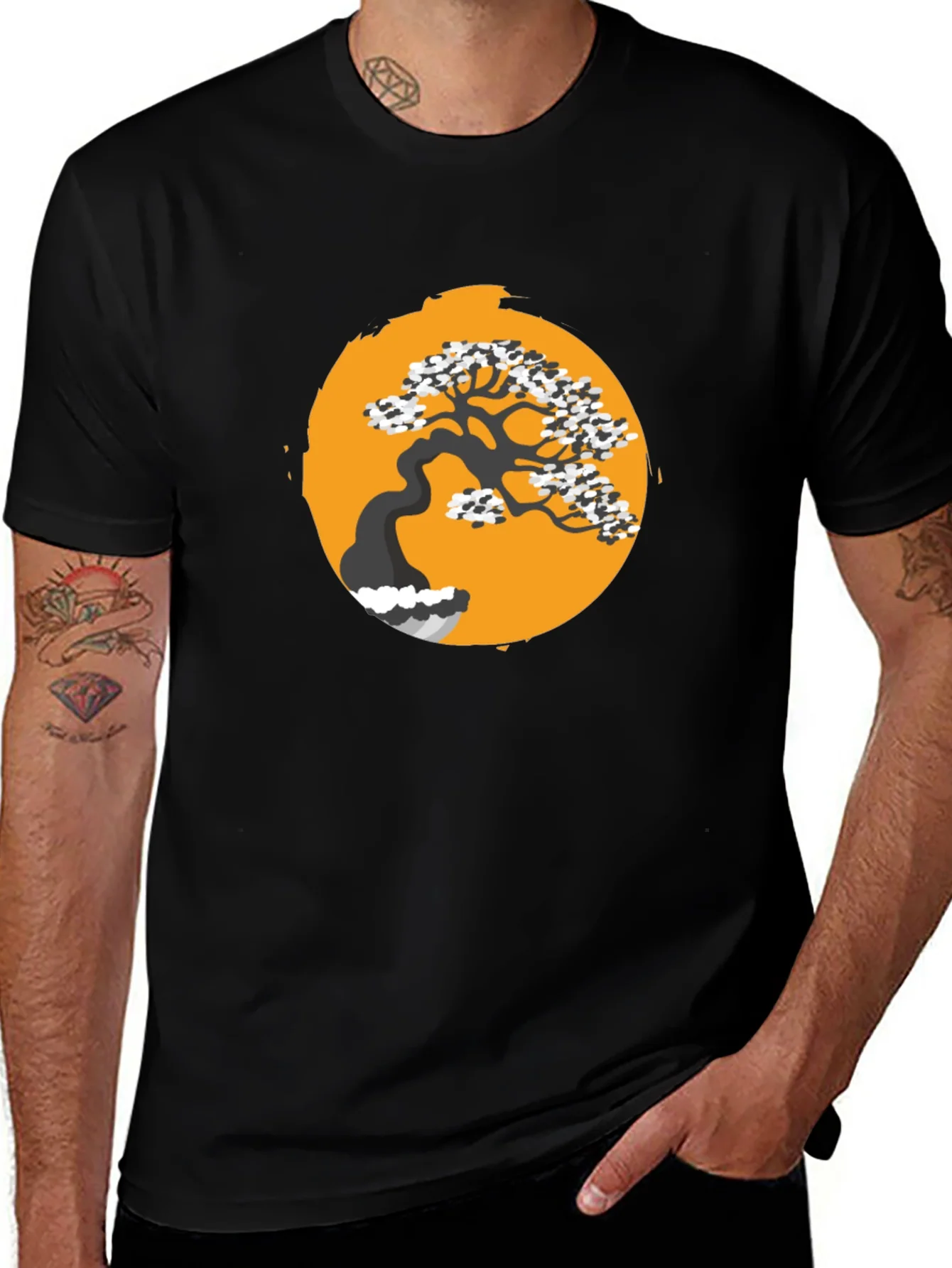 Black Bonsai Tree Graphic Tee