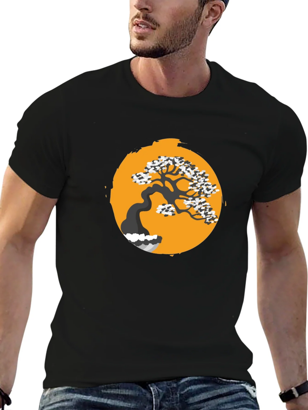 Black Bonsai Tree Graphic Tee