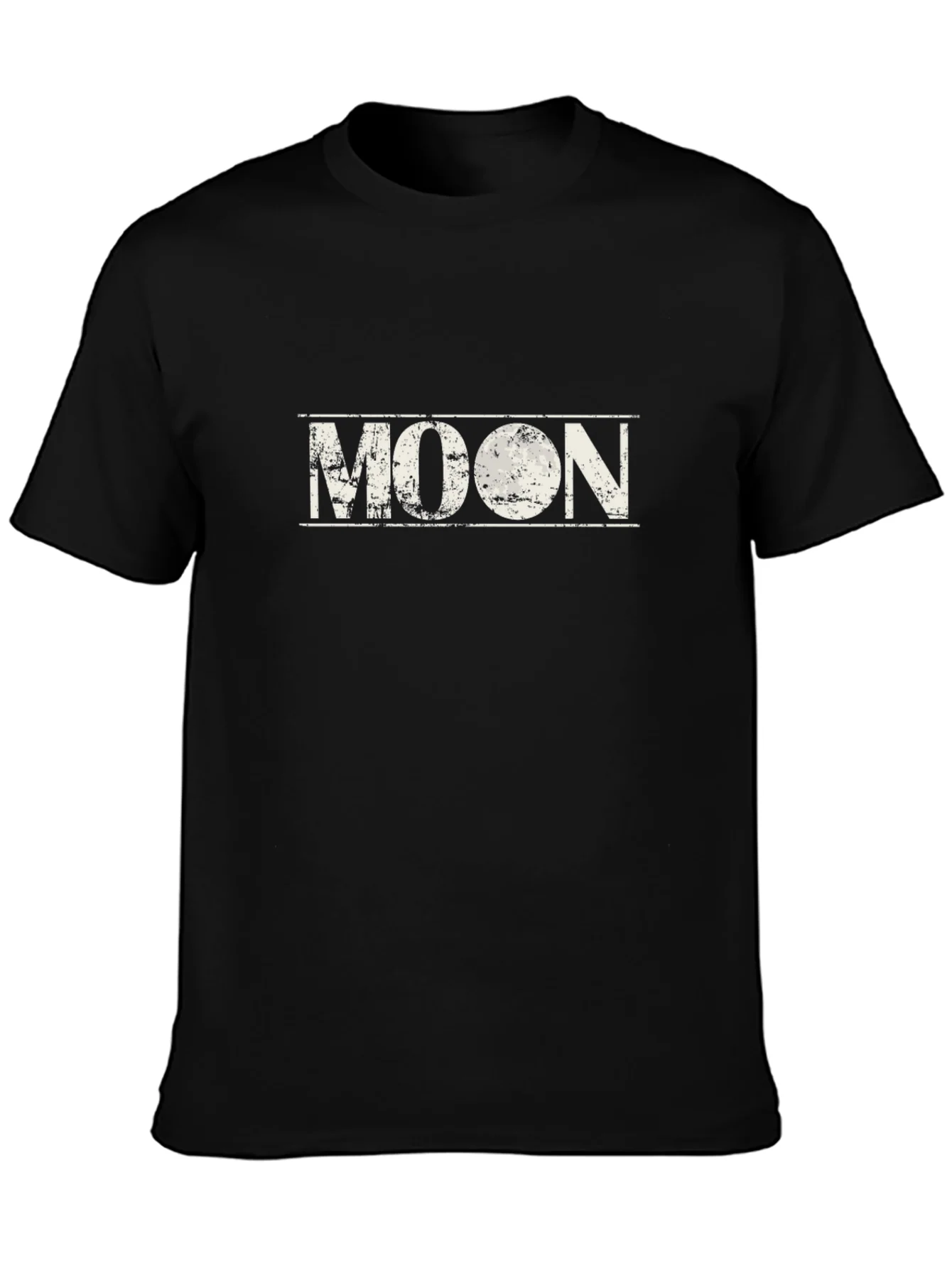 Distressed Moon Graphic Black T-Shirt
