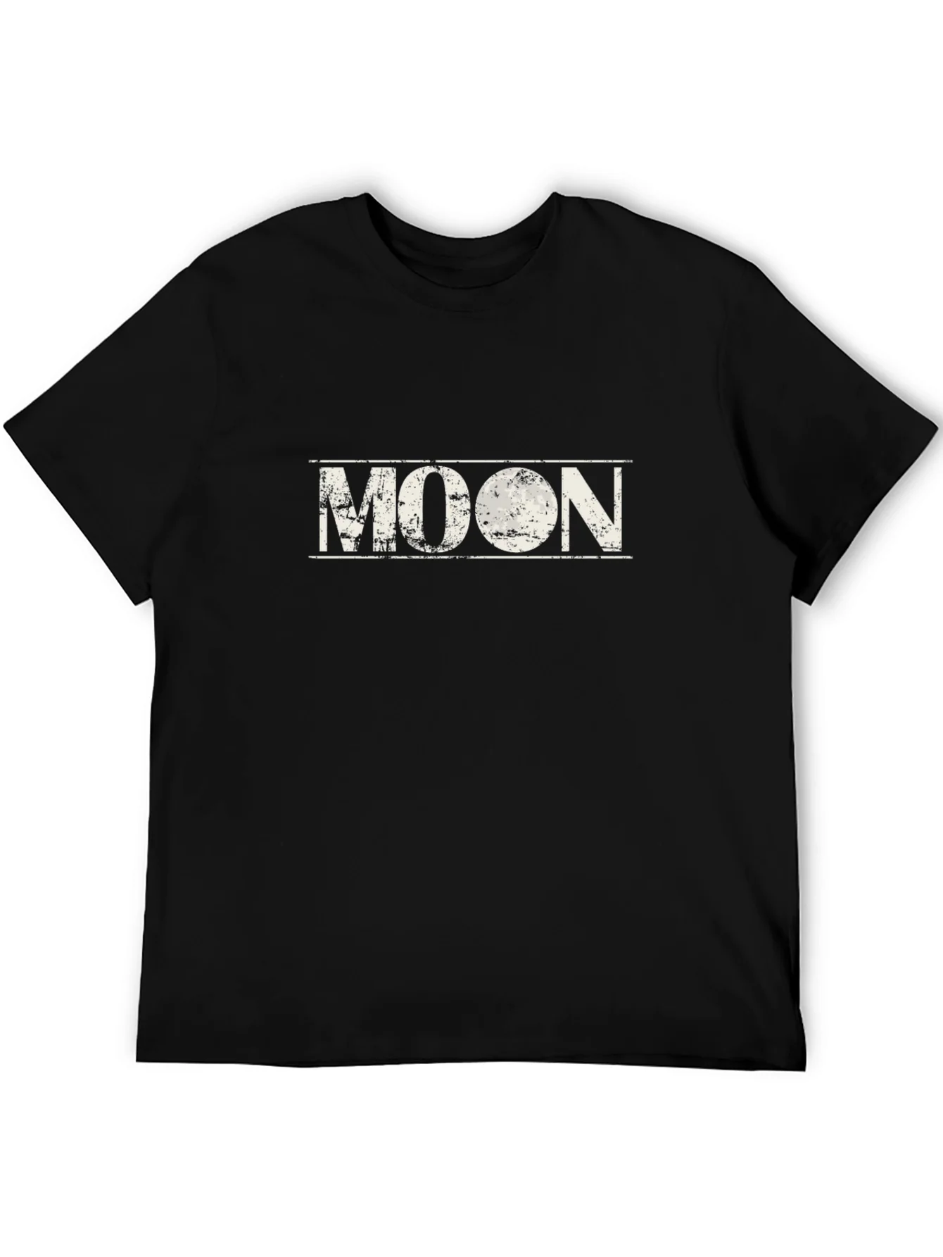 Distressed Moon Graphic Black T-Shirt