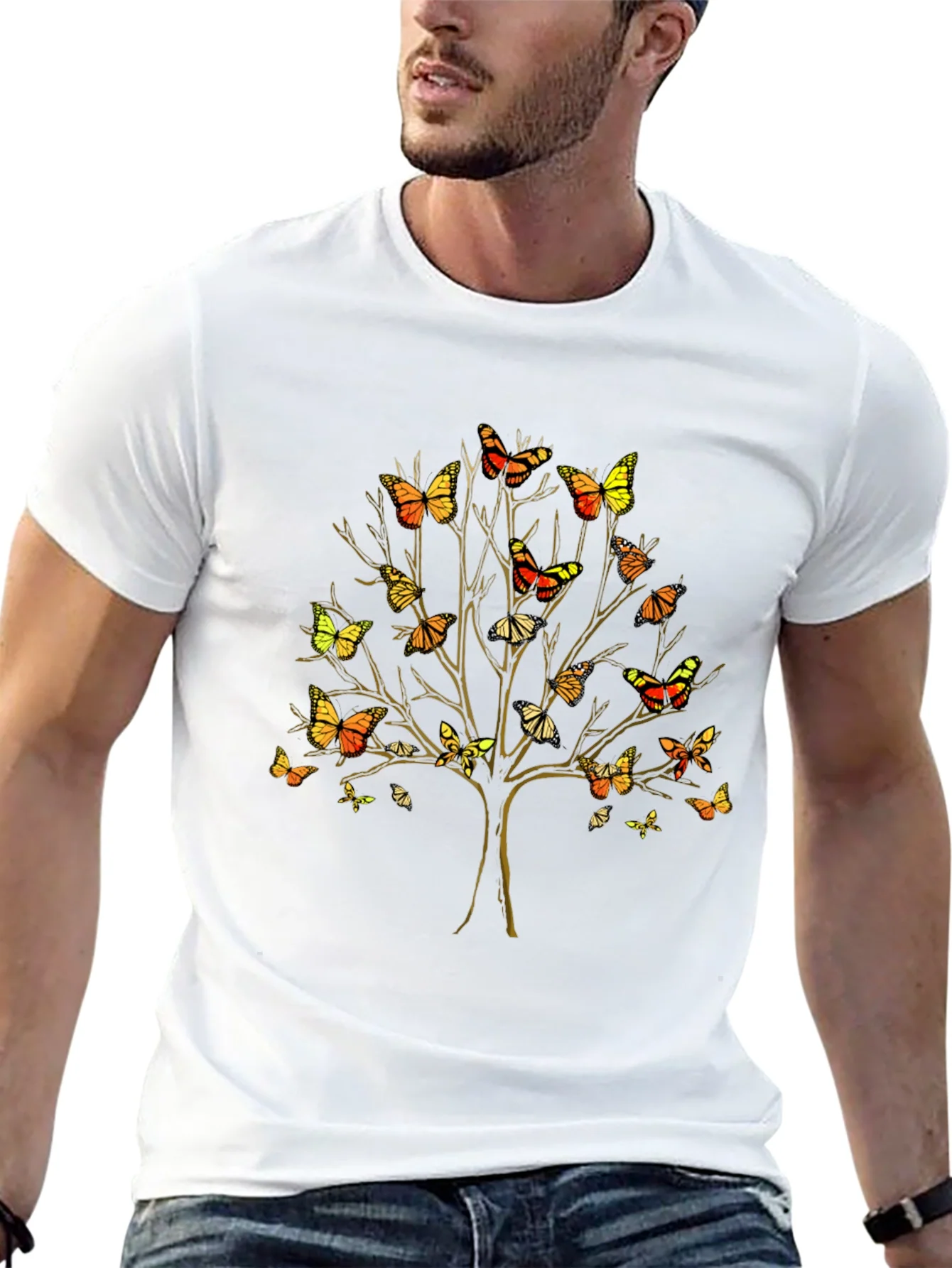 Butterfly Tree Graphic Tee - Unique Nature Inspired T-Shirt