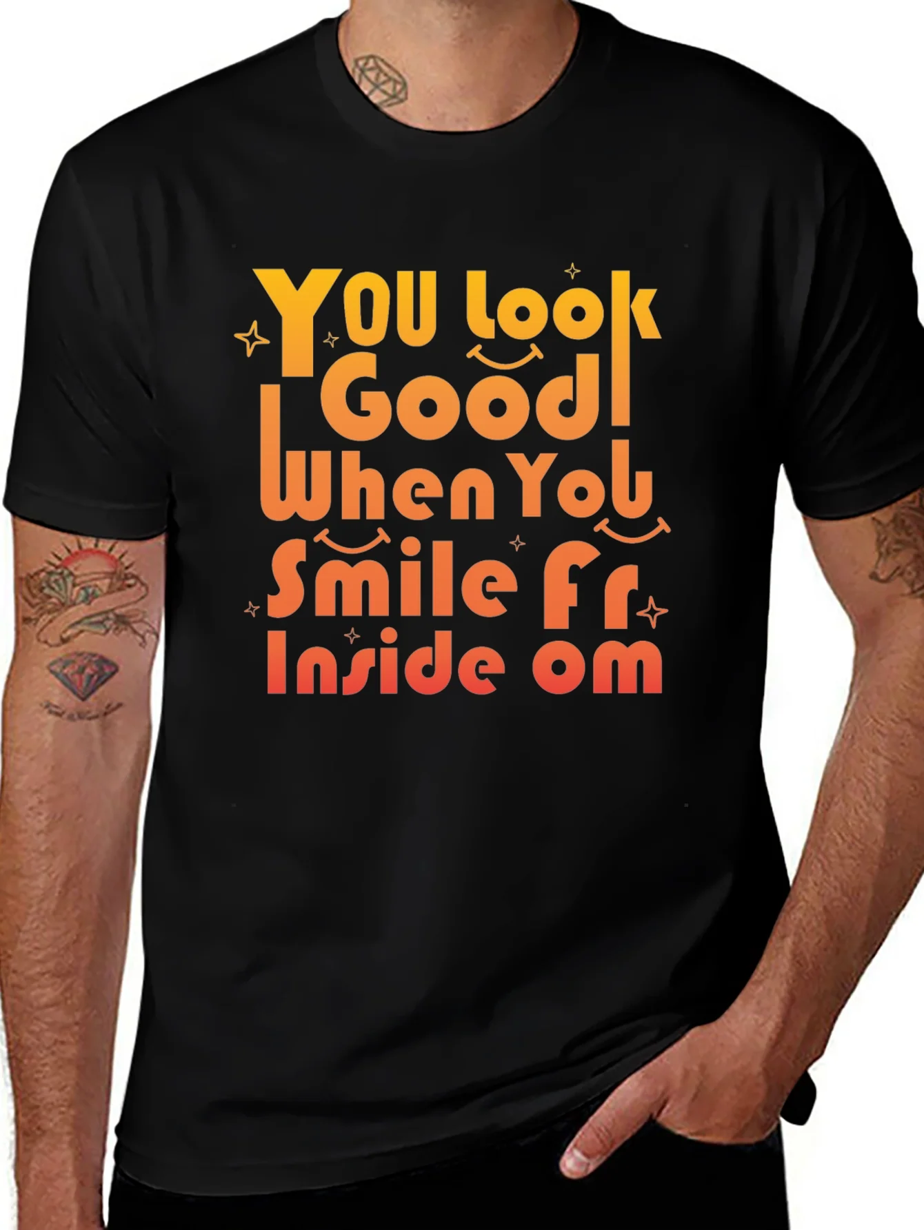 Smile From Inside Om Black Graphic Tee