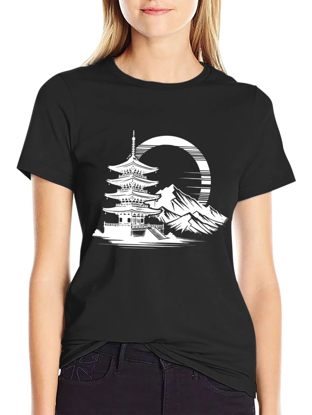 Japanese Pagoda T-Shirt - Black Graphic Tee
