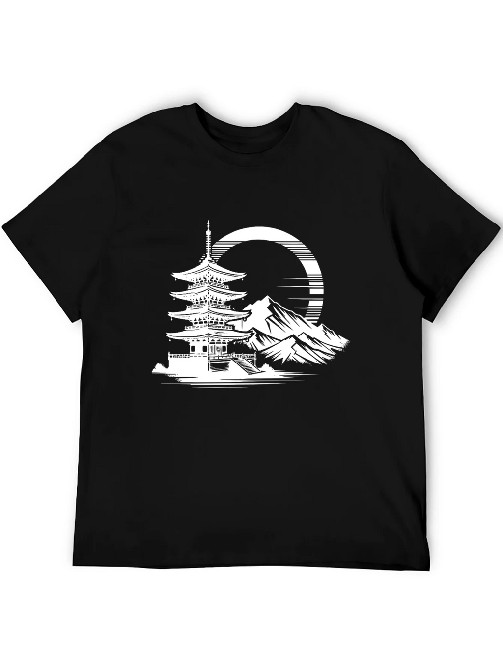 Japanese Pagoda T-Shirt - Black Graphic Tee