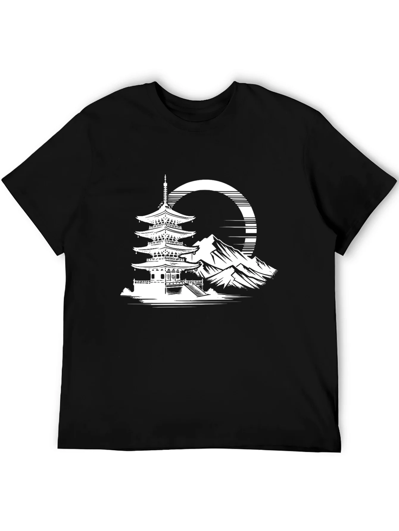 Japanese Pagoda T-Shirt - Black Graphic Tee
