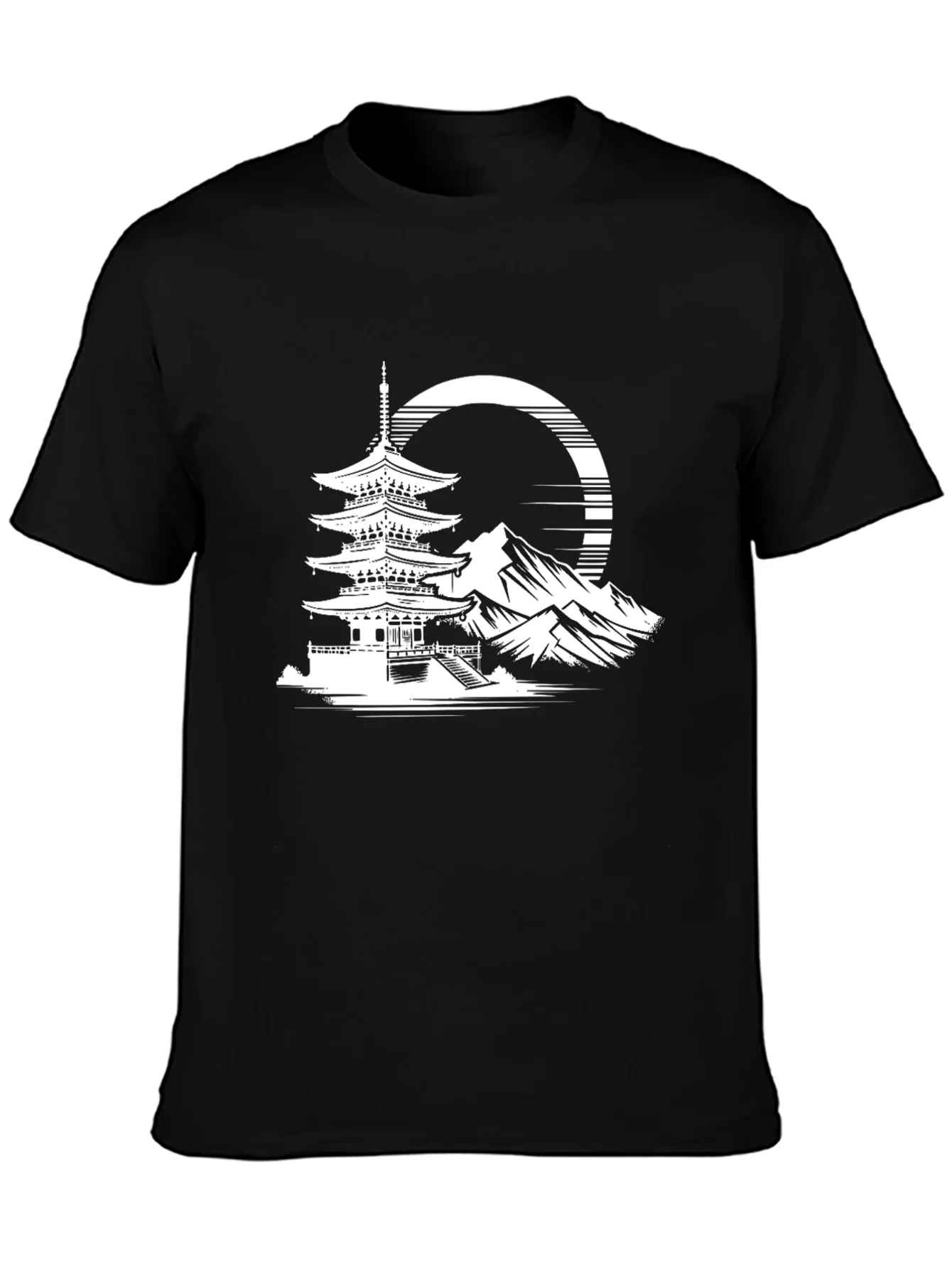 Japanese Pagoda T-Shirt - Black Graphic Tee