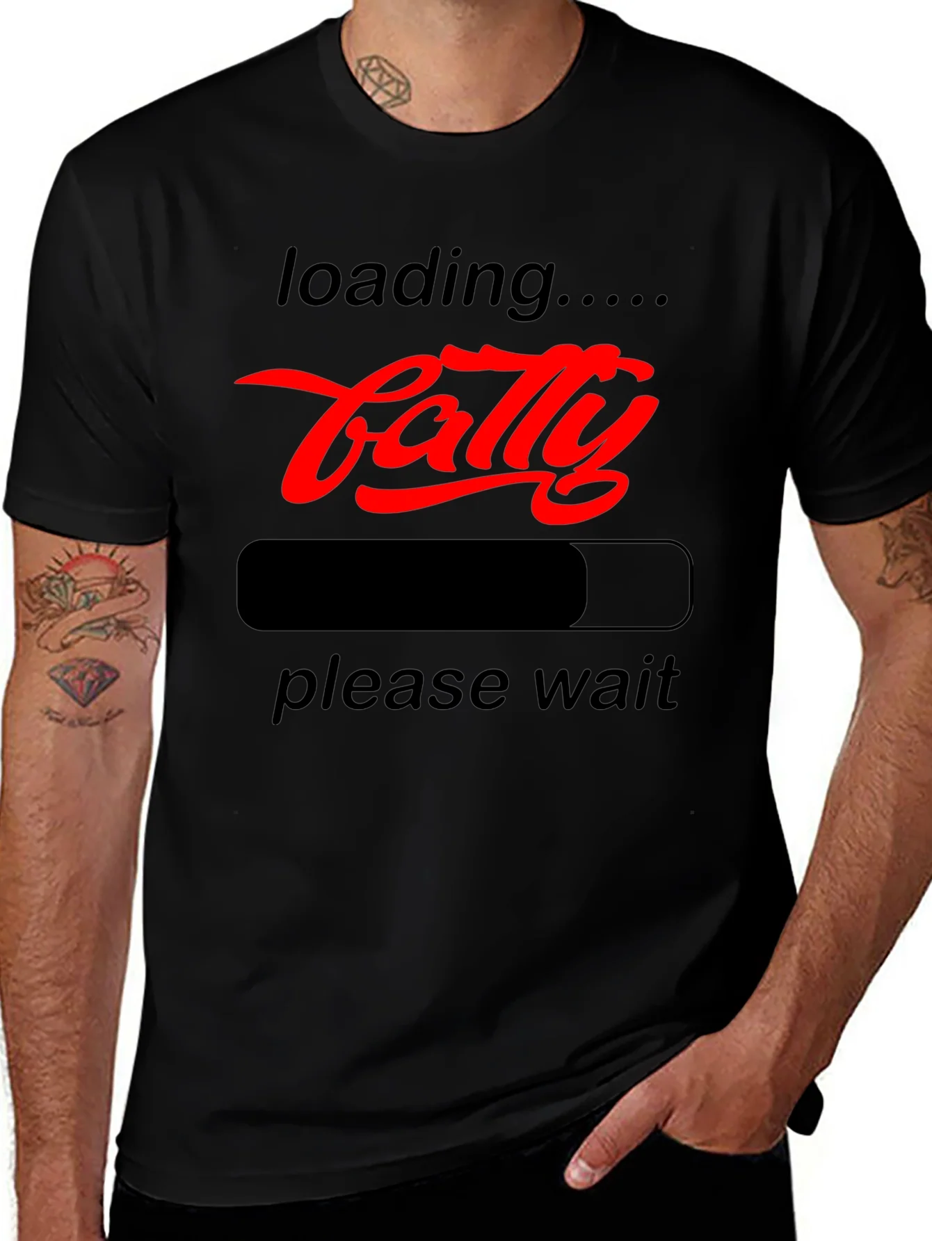 Funny Fatty Loading Graphic Tee - Please Wait T-Shirt