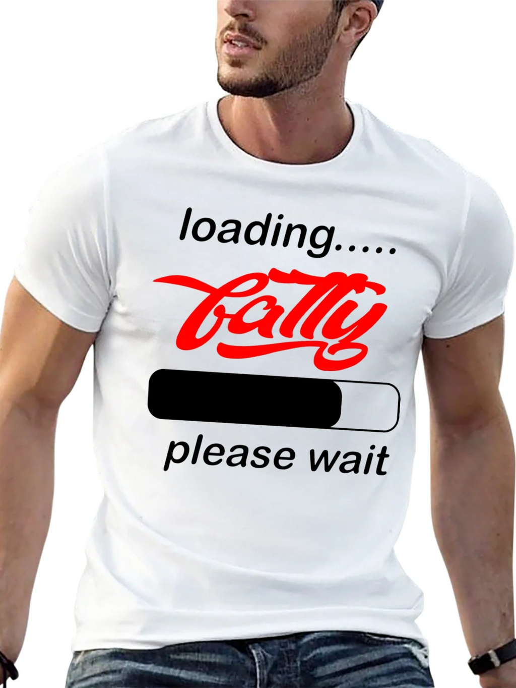 Funny Fatty Loading Graphic Tee - Please Wait T-Shirt