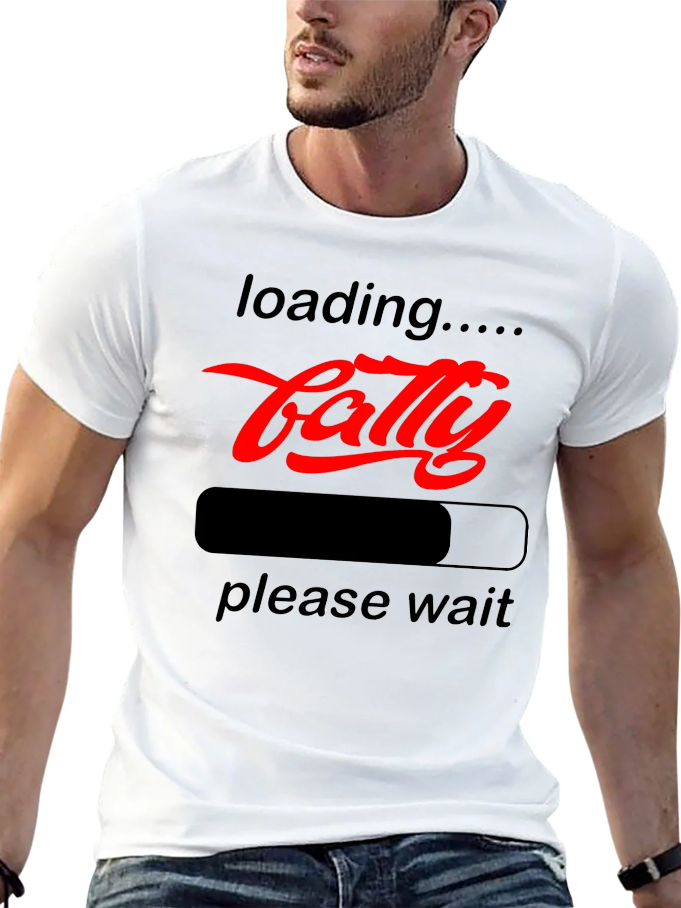 Funny Fatty Loading Graphic Tee - Please Wait T-Shirt