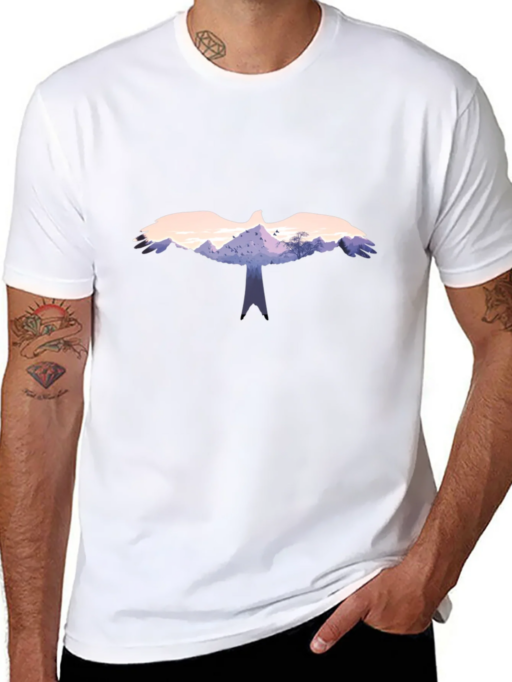Eagle Landscape Graphic Black T-Shirt