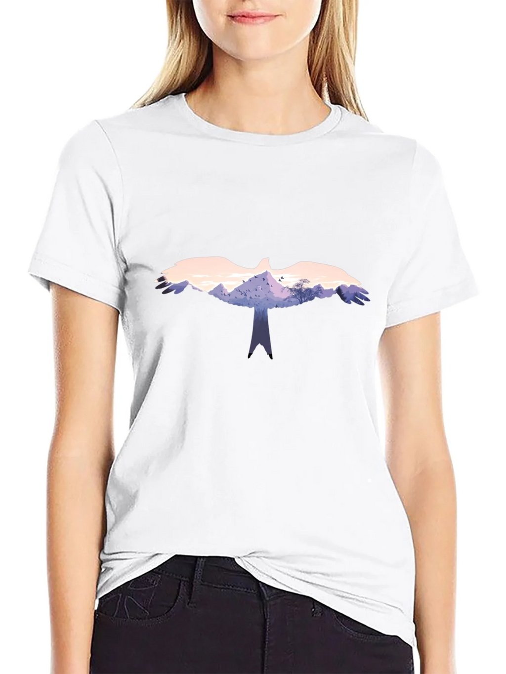 Eagle Landscape Graphic Black T-Shirt