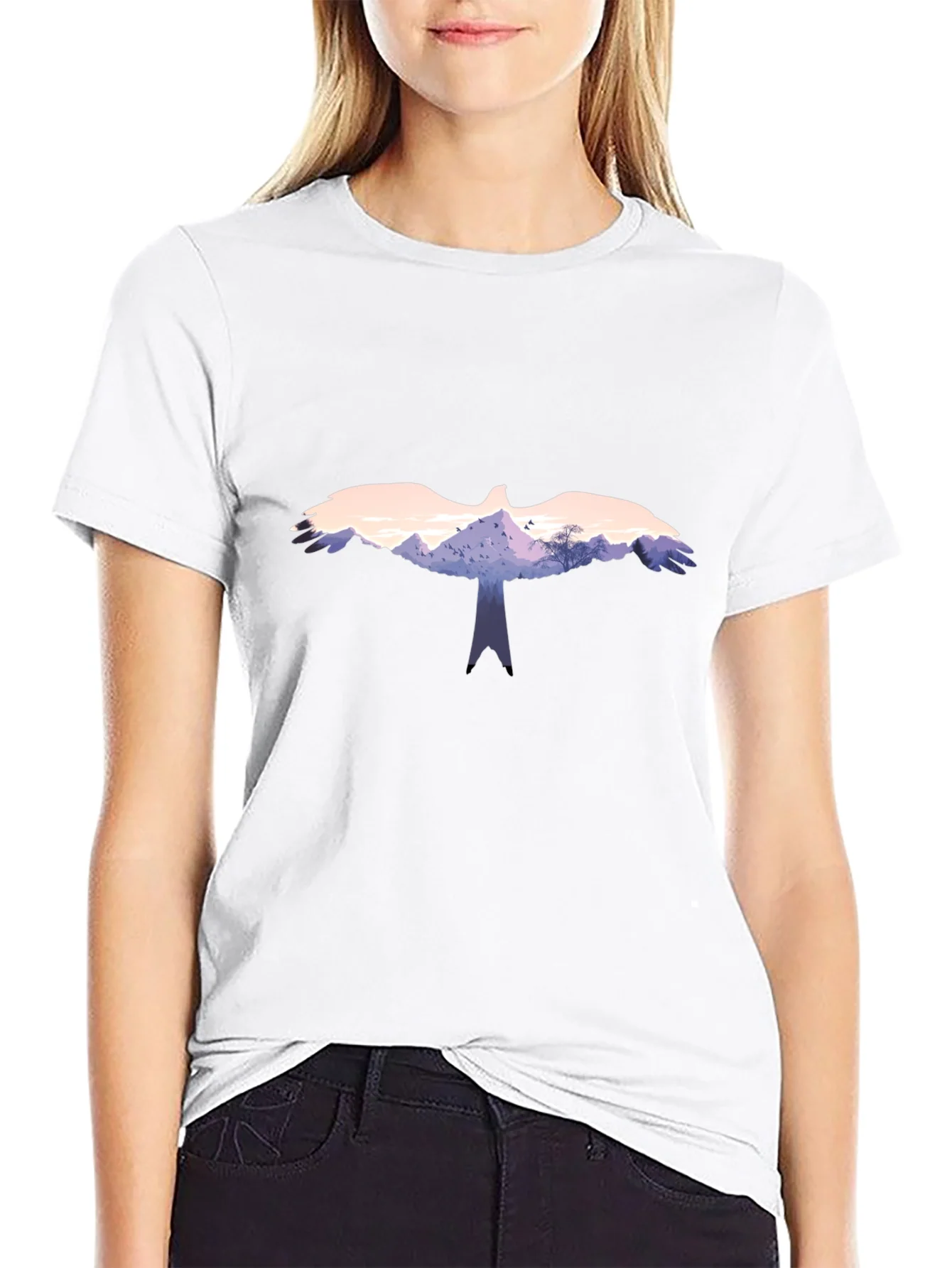 Eagle Landscape Graphic Black T-Shirt