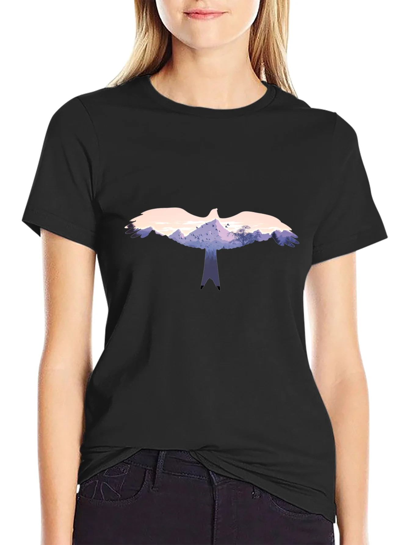 Eagle Landscape Graphic Black T-Shirt