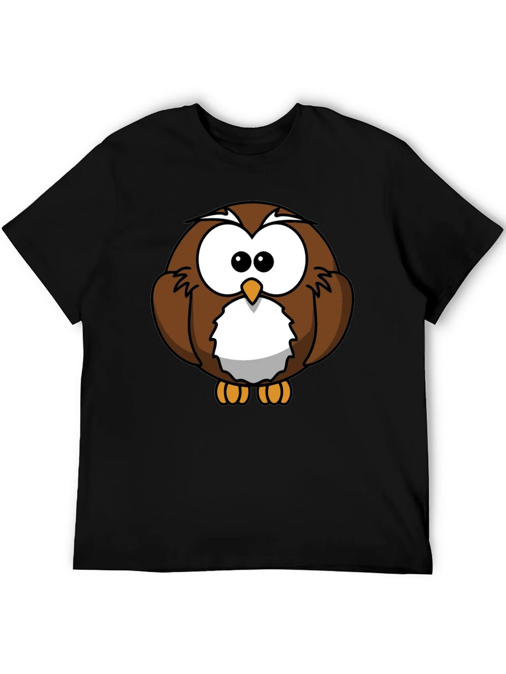 Cute Cartoon Owl Graphic T-Shirt - Black