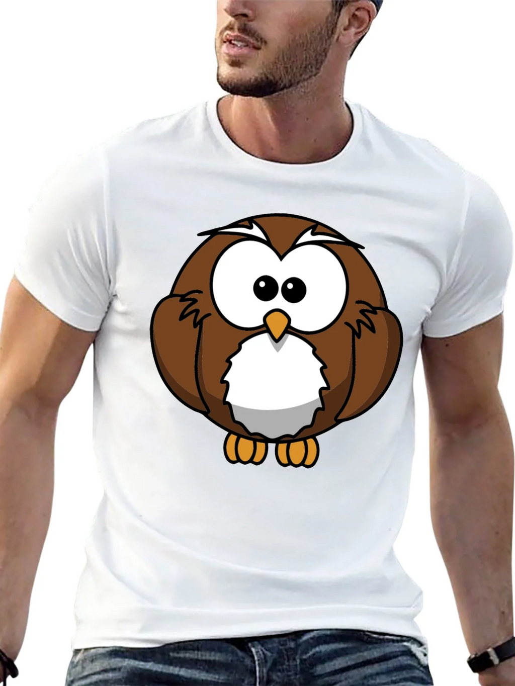 Cute Cartoon Owl Graphic T-Shirt - Black