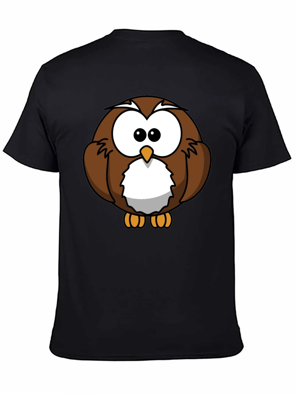Cute Cartoon Owl Graphic T-Shirt - Black
