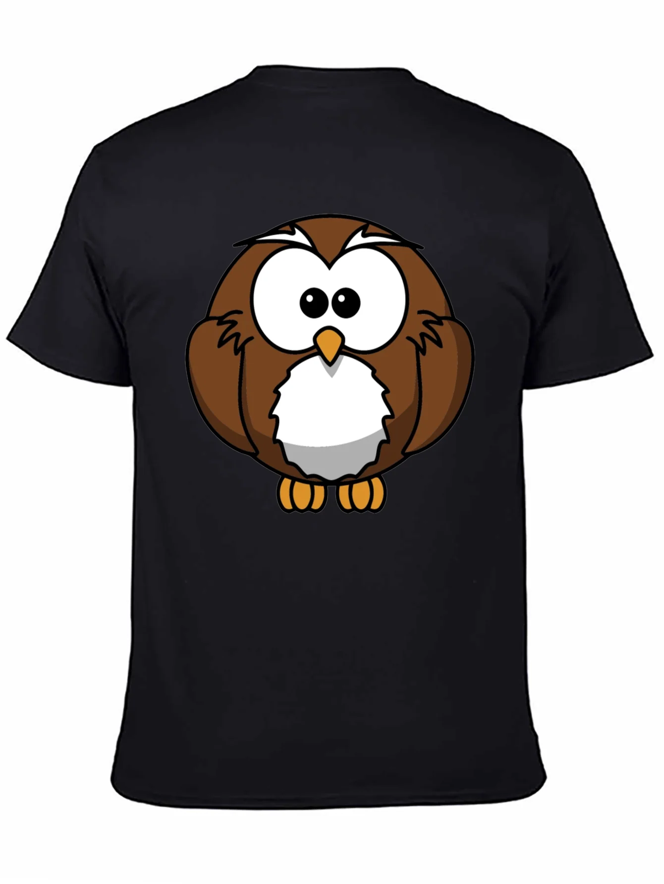 Cute Cartoon Owl Graphic T-Shirt - Black